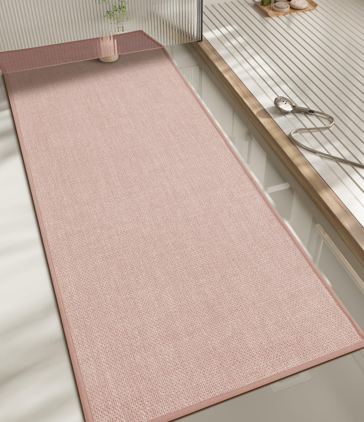 chakme Bathroom Rugs Mat 24x17, Ultra Thin Non Slip Bath Mat Small Quick Dry Absorbent Bath Mat for Bathroom Floor, (Dark Beige, 24"x17")