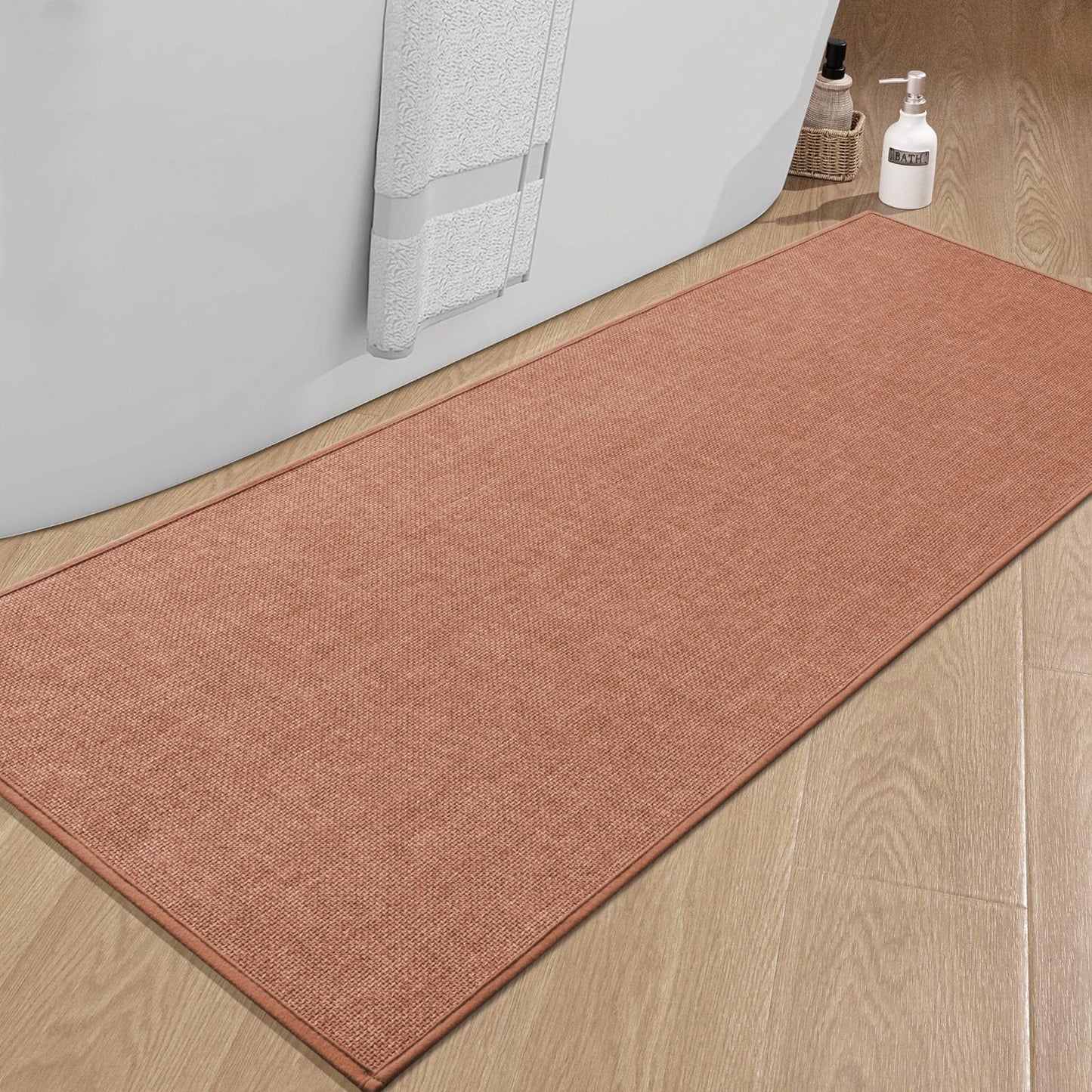 chakme Bathroom Rugs Mat 24x17, Ultra Thin Non Slip Bath Mat Small Quick Dry Absorbent Bath Mat for Bathroom Floor, (Dark Beige, 24"x17")