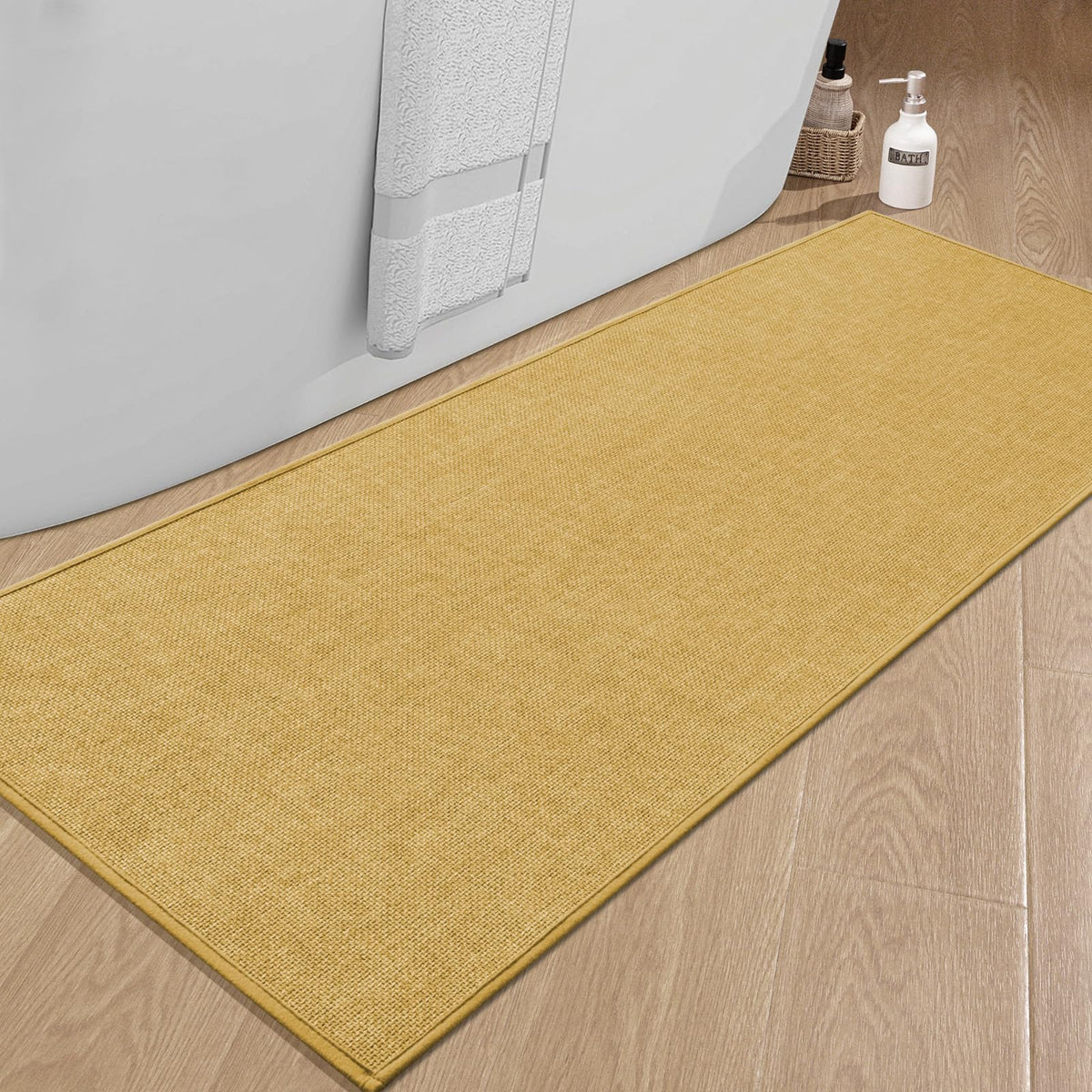 chakme Bathroom Rugs Mat 24x17, Ultra Thin Non Slip Bath Mat Small Quick Dry Absorbent Bath Mat for Bathroom Floor, (Dark Beige, 24"x17")