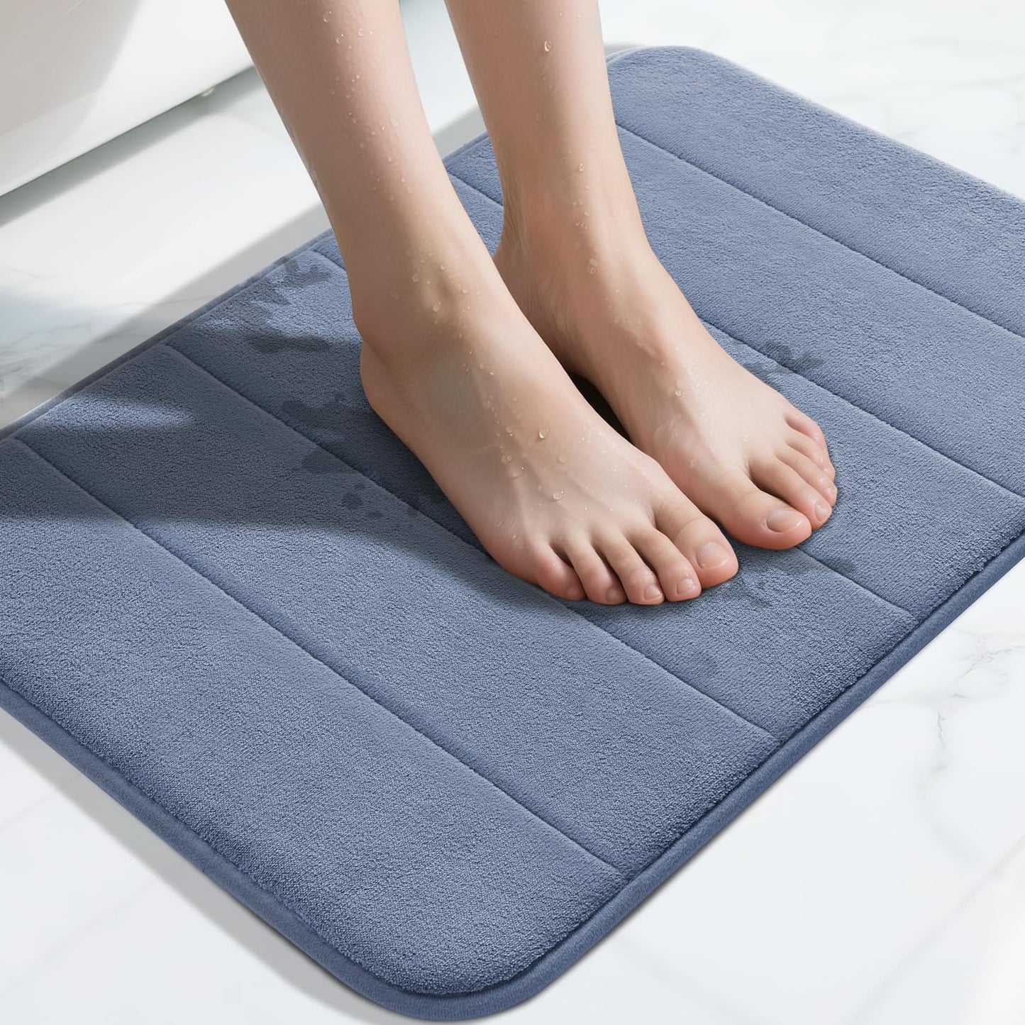 Yimobra Memory Foam Bath Mat, Super Soft Absorbent Bathroom Rug Non Slip, Quick Dry, Machine Washable Floor Carpet for Tub Shower, Home Decor Accessories, 24x17, Grey