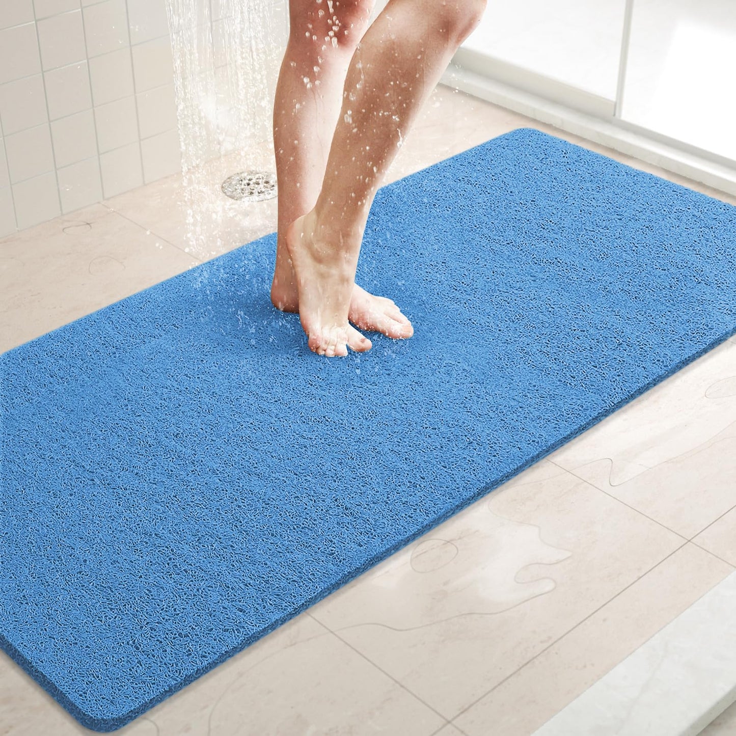 LuxStep Shower Mat Bathtub Mat,24x16 inch, Non-Slip Bath Mat with Drain, Quick Drying PVC Loofah Bathmat for Tub,Shower,Bathroom (Phthalate Free,Grey) | 24x16 inch PVC Loofah Bathmat for Tub,Shower,Bathroom (Phthalate Free,Grey)