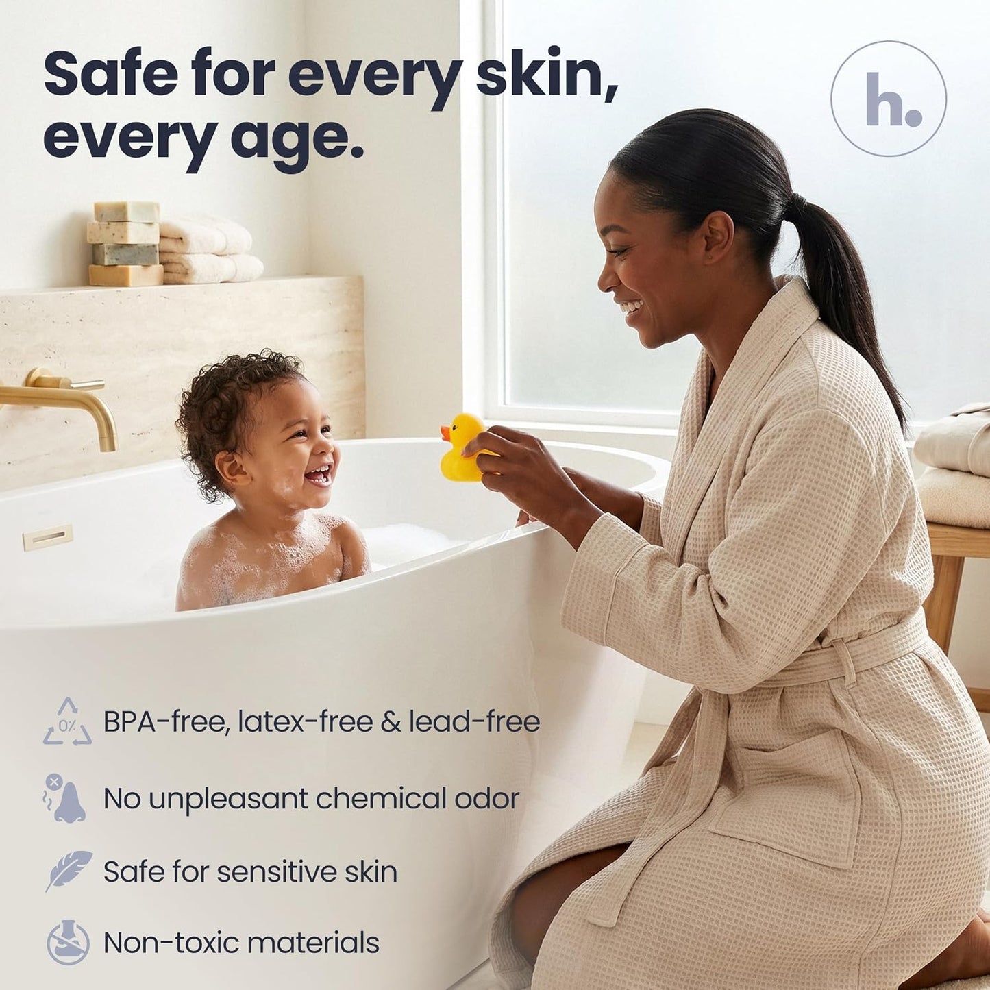 homerella Bathtub Mat Non Slip 35x16 Shower Mat Non Slip Anti Mold BPA Free | Mildew Resistant, Machine Washable, Extra Long Tub Mat, Shower Mats for Inside Shower, Bath Mat for Tub Non Slip EU Certified