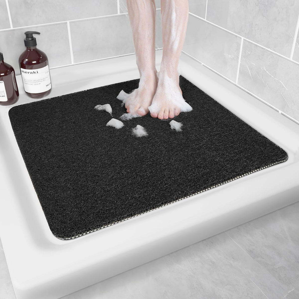 Hargiis Non Slip Bathtub Mat, Anti Slip Shower Mat, Fast Drying Bath Tub Mats, Foot Scrubber Mat, Anti Slip Mat for Tub, Floor, Bathroom, Home, Kitchen, Hotel (Beige 24"x16")