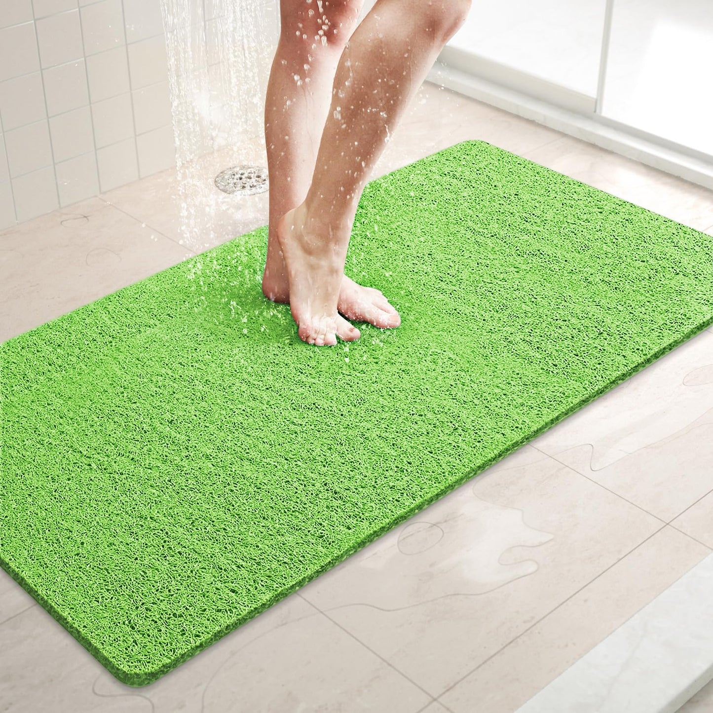 LuxStep Shower Mat Bathtub Mat,24x16 inch, Non-Slip Bath Mat with Drain, Quick Drying PVC Loofah Bathmat for Tub,Shower,Bathroom (Phthalate Free,Grey) | 24x16 inch PVC Loofah Bathmat for Tub,Shower,Bathroom (Phthalate Free,Grey)