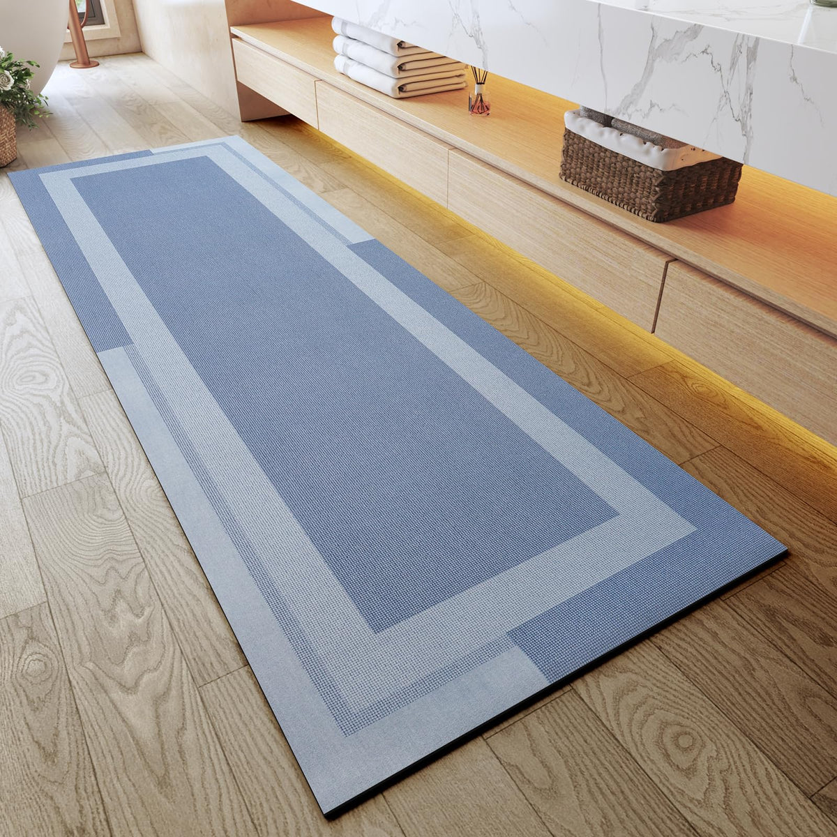 YDKGL Non Slip Bath Mat Thin Bathroom Rugs Fit Under Door Grey 16"x 24" | Quick Dry Absorbent Washable Rubber Backing Bath Rug Shower Mat Bathroom Floor Mat for Sink Bathtub Beside Shower Entrance