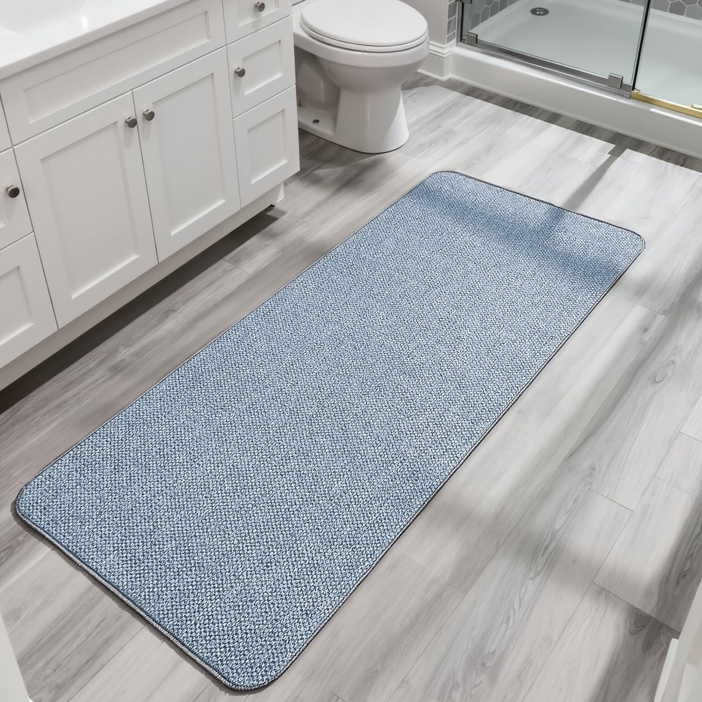 Bath Mat,Ultra Thin Bathroom Rugs,Rubber Bath Mats for Bathroom,No Slip Bath Rugs,Quick Dry,Machine Washable,Low Pile,Absorbent,Shower Outside,Sink,Home Decor Accessories.Grey,1'5"x2'3"(17x27Inch)