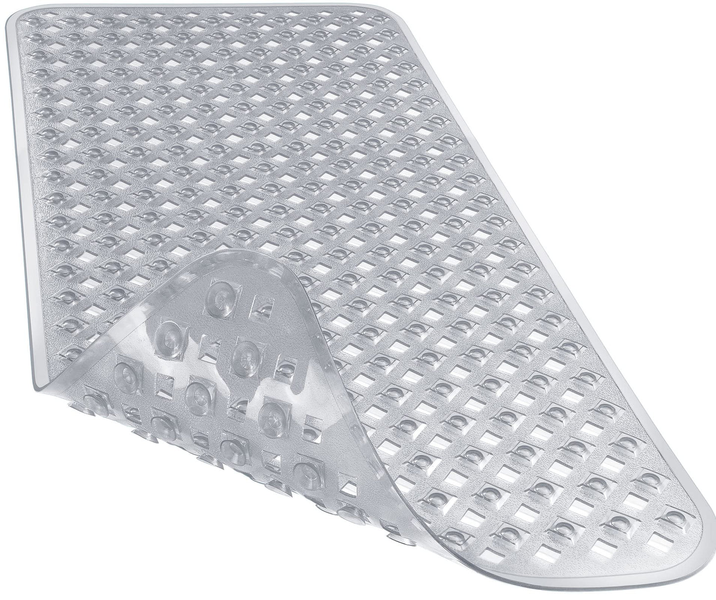 Yimobra Bathtub Mat Non Slip, 35"X16" Shower Mat with Strong Suction Cups & Drain Holes, Long Anti Slip Bath Tub Mat for Inside Shower, Machine Washable Fast Drying, Bathroom Essentials, Clear Blue