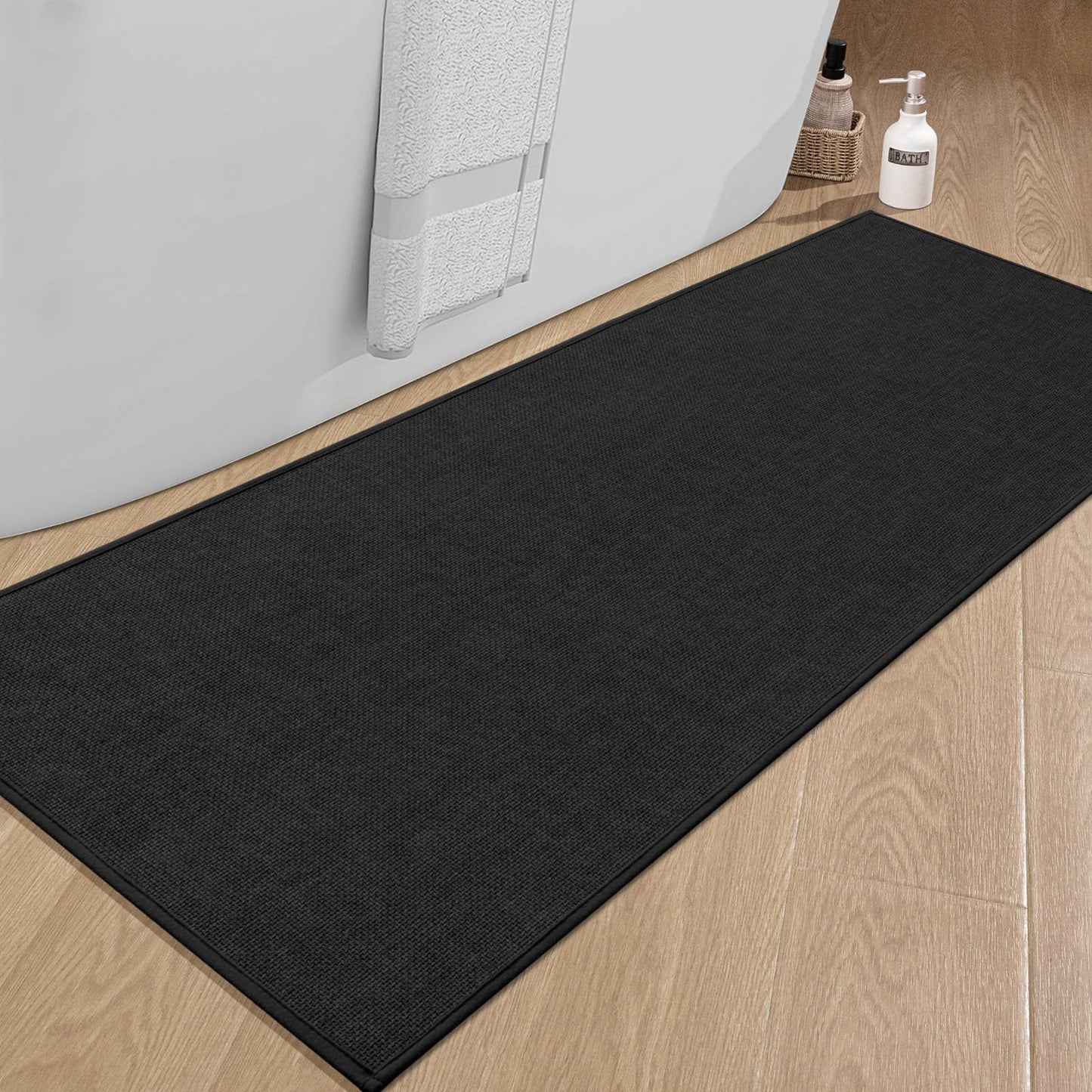 chakme Bathroom Rugs Mat 24x17, Ultra Thin Non Slip Bath Mat Small Quick Dry Absorbent Bath Mat for Bathroom Floor, (Dark Beige, 24"x17")