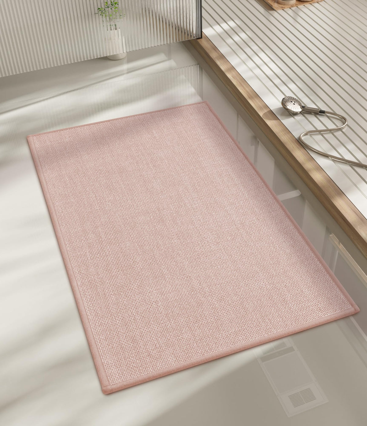 chakme Bathroom Rugs Mat 24x17, Ultra Thin Non Slip Bath Mat Small Quick Dry Absorbent Bath Mat for Bathroom Floor, (Dark Beige, 24"x17")