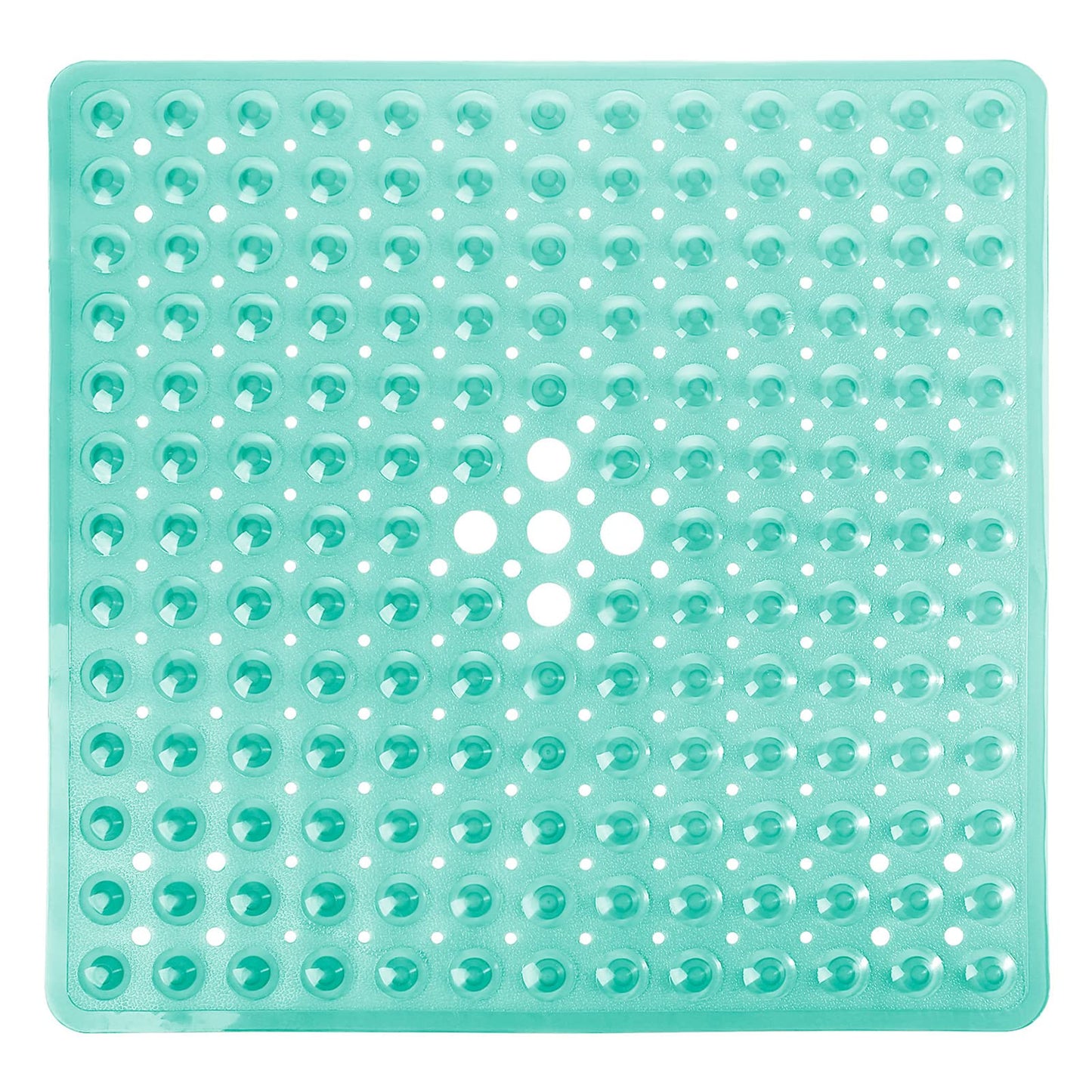 Yimobra Shower Mat 21X21 Inch Square, Non Slip Bathtub Mat with Large Suction Cups&Drain Holes, Soft Fast Dry Shower Stall Mats for Inside Shower, Machine Washable BPA-Free,Bath Essentials, Clear Gray