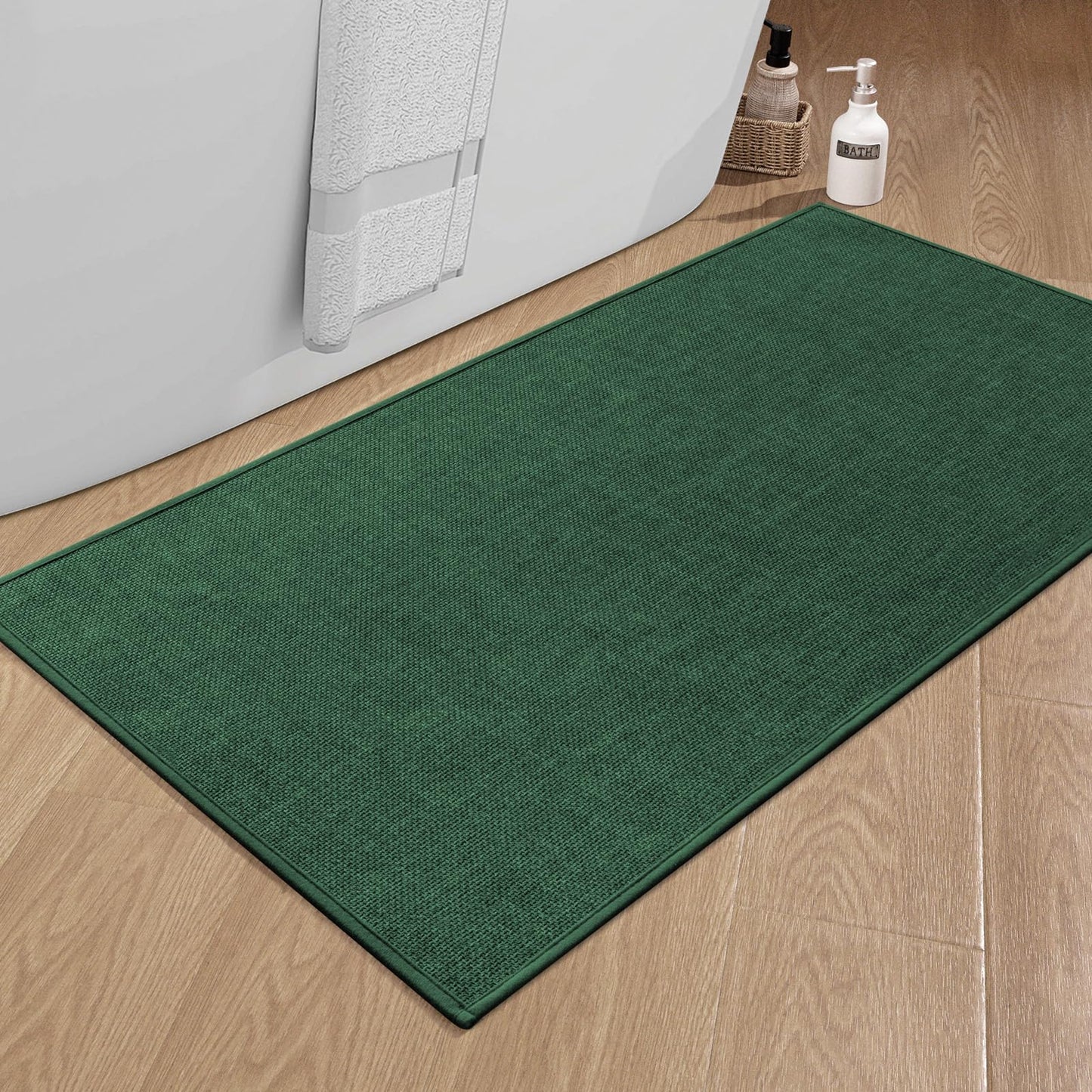 chakme Bathroom Rugs Mat 24x17, Ultra Thin Non Slip Bath Mat Small Quick Dry Absorbent Bath Mat for Bathroom Floor, (Dark Beige, 24"x17")