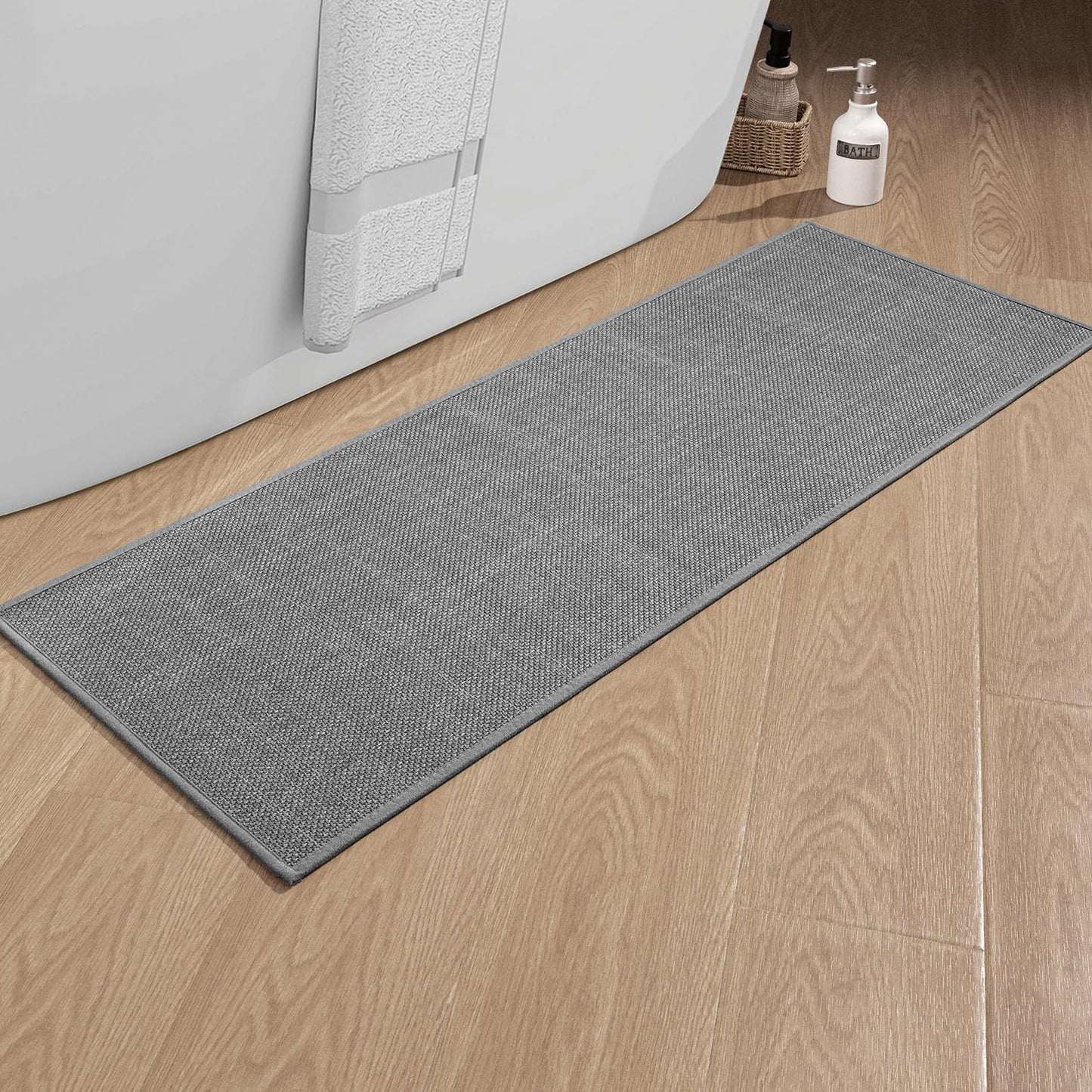 chakme Bathroom Rugs Mat 24x17, Ultra Thin Non Slip Bath Mat Small Quick Dry Absorbent Bath Mat for Bathroom Floor, (Dark Beige, 24"x17")