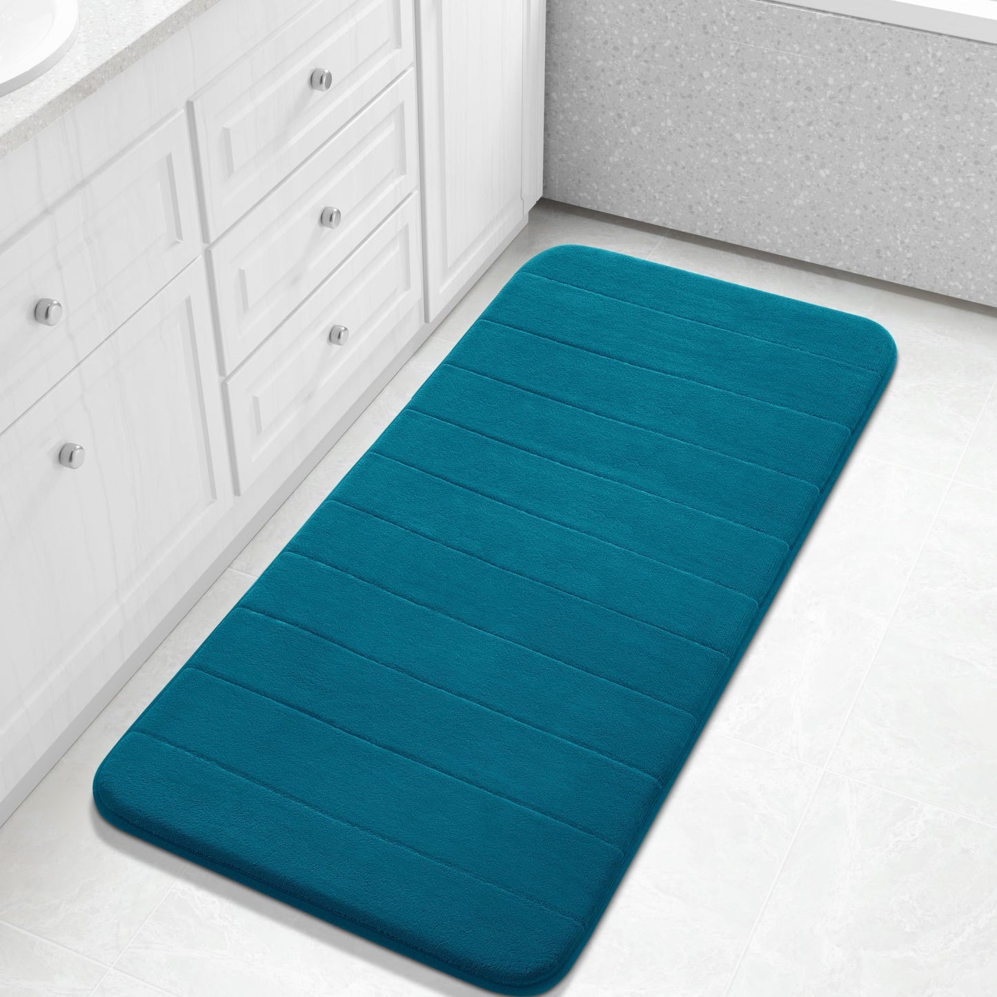 Yimobra Memory Foam Bath Mat, Super Soft Absorbent Bathroom Rug Non Slip, Quick Dry, Machine Washable Floor Carpet for Tub Shower, Home Decor Accessories, 24x17, Grey