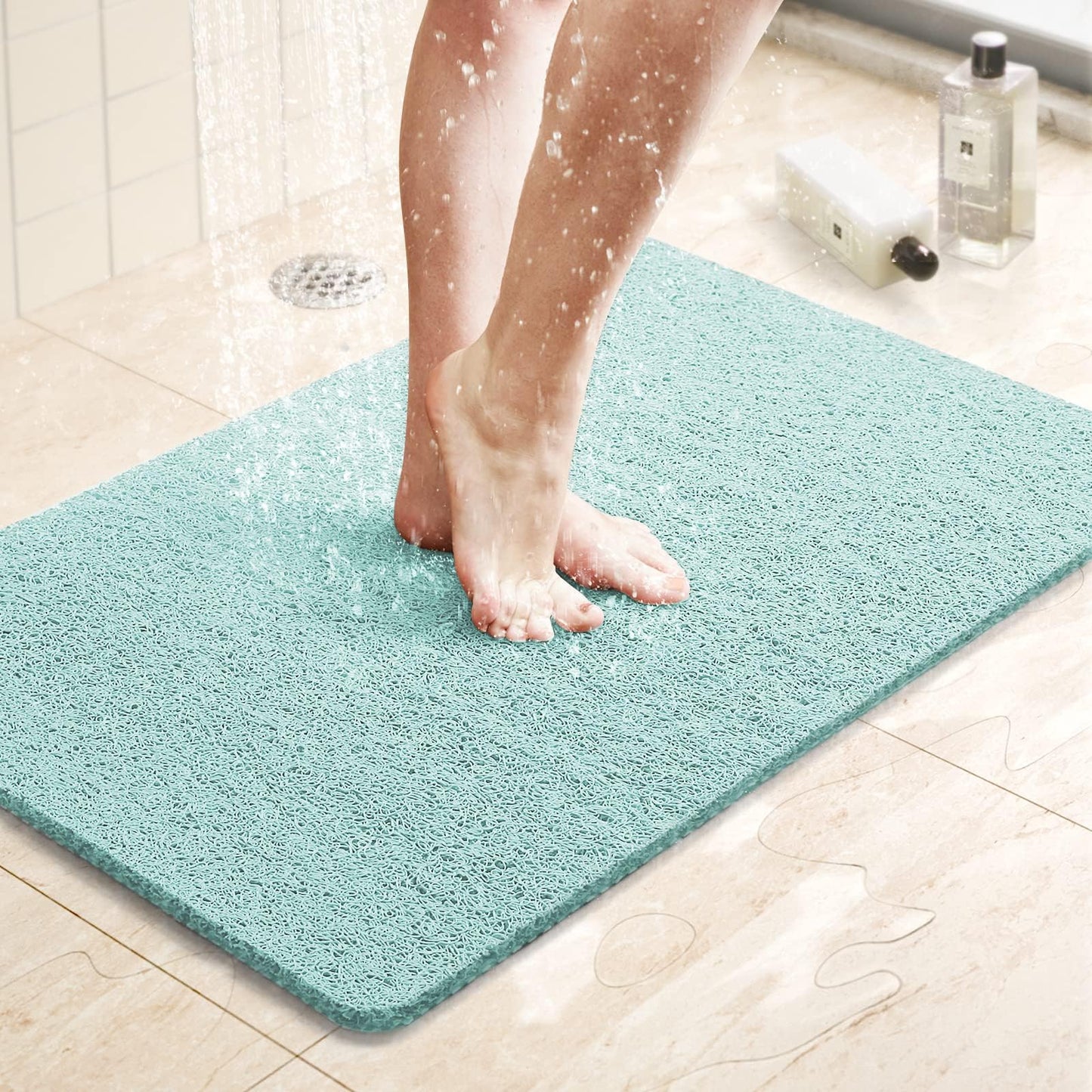 LuxStep Shower Mat Bathtub Mat,24x16 inch, Non-Slip Bath Mat with Drain, Quick Drying PVC Loofah Bathmat for Tub,Shower,Bathroom (Phthalate Free,Grey) | 24x16 inch PVC Loofah Bathmat for Tub,Shower,Bathroom (Phthalate Free,Grey)