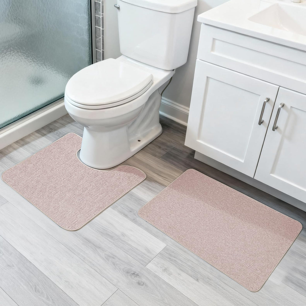 Bath Mat,Ultra Thin Bathroom Rugs,Rubber Bath Mats for Bathroom,No Slip Bath Rugs,Quick Dry,Machine Washable,Low Pile,Absorbent,Shower Outside,Sink,Home Decor Accessories.Grey,1'5"x2'3"(17x27Inch)