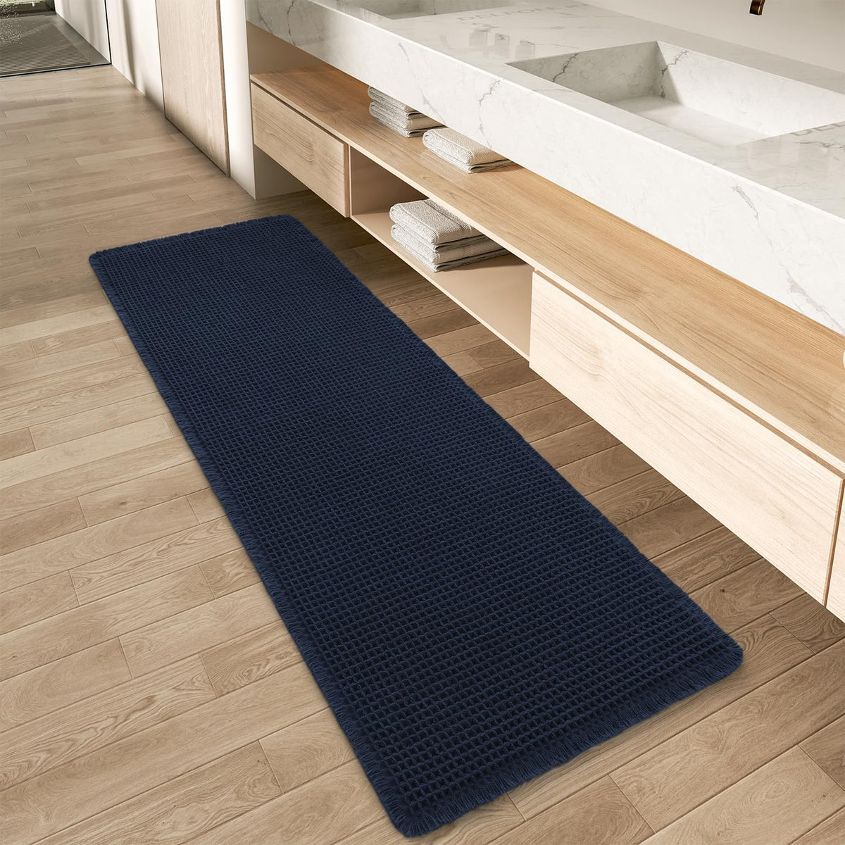 Upgraded Waffle Bath Mat Ultra Absorbent Non Slip Bathroom Mat, 17" x 24" | Brown, Quick Dry Washable Bathroom Rugs, Extra Soft Decorative Bath Rugs for Bathroom Floor, Beside Tub and Shower