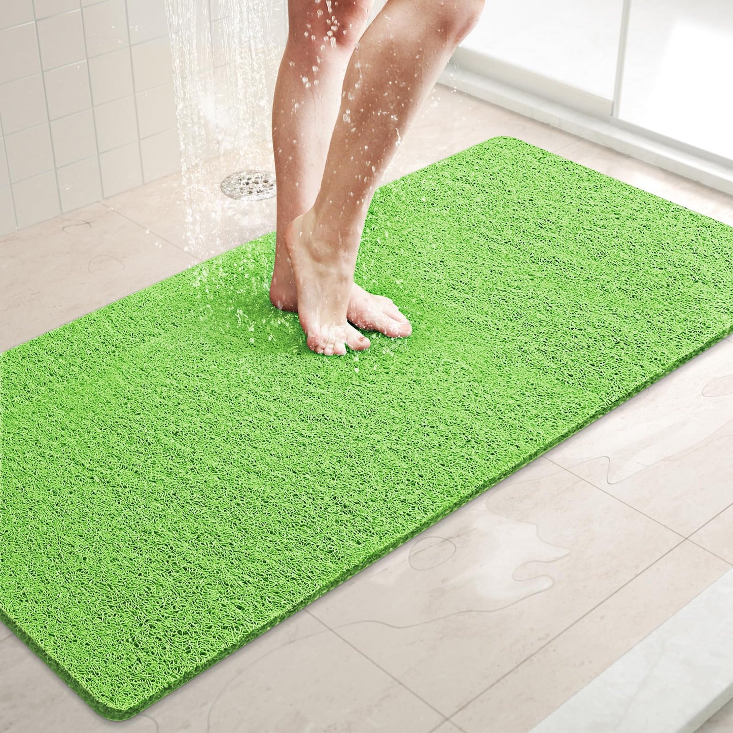 LuxStep Shower Mat Bathtub Mat,24x16 inch, Non-Slip Bath Mat with Drain, Quick Drying PVC Loofah Bathmat for Tub,Shower,Bathroom (Phthalate Free,Grey) | 24x16 inch PVC Loofah Bathmat for Tub,Shower,Bathroom (Phthalate Free,Grey)