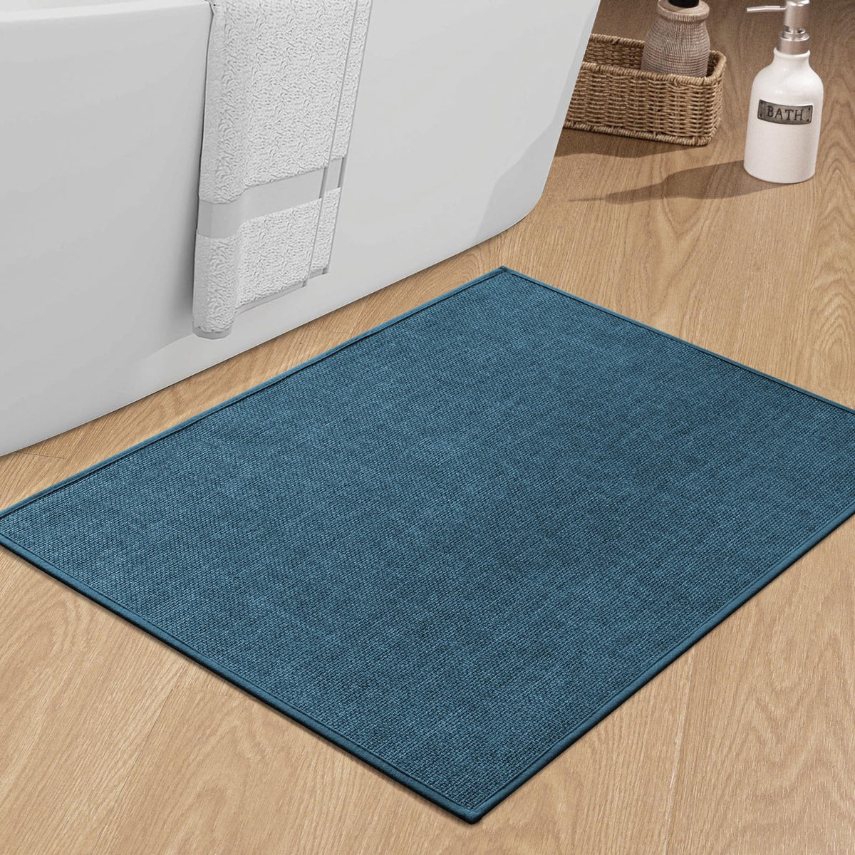 chakme Bathroom Rugs Mat 24x17, Ultra Thin Non Slip Bath Mat Small Quick Dry Absorbent Bath Mat for Bathroom Floor, (Dark Beige, 24"x17")