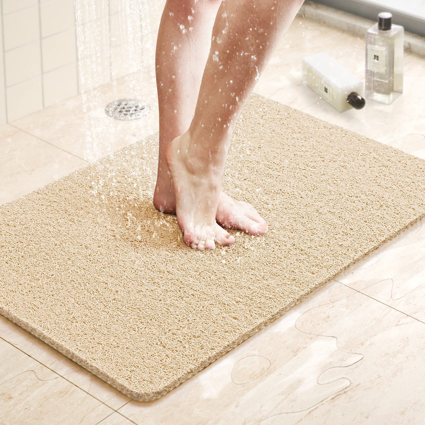 LuxStep Shower Mat Bathtub Mat,24x16 inch, Non-Slip Bath Mat with Drain, Quick Drying PVC Loofah Bathmat for Tub,Shower,Bathroom (Phthalate Free,Grey) | 24x16 inch PVC Loofah Bathmat for Tub,Shower,Bathroom (Phthalate Free,Grey)
