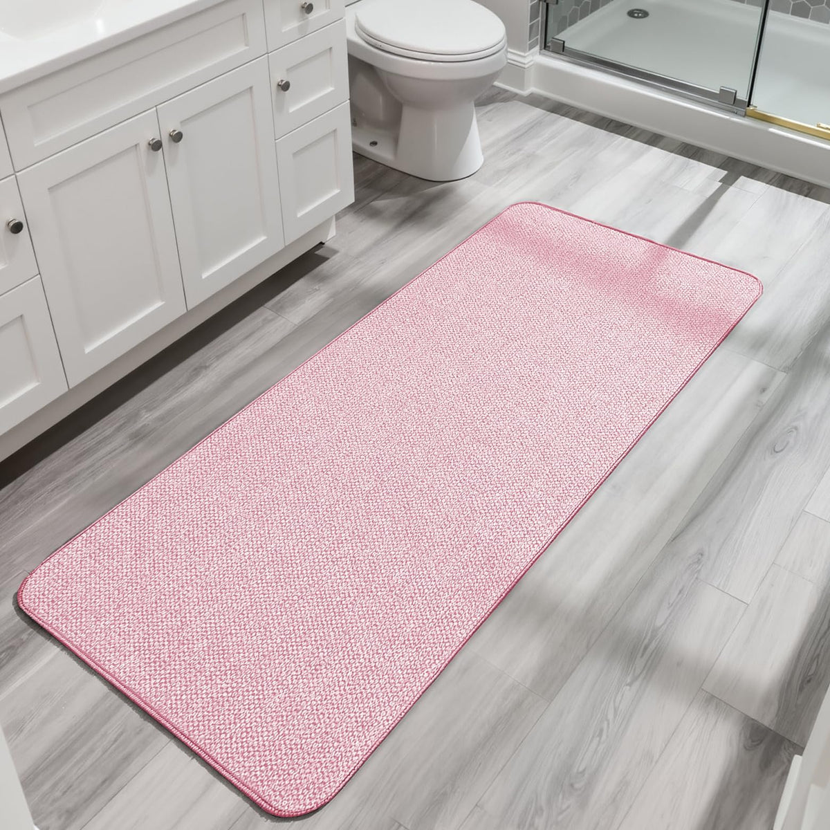 Bath Mat,Ultra Thin Bathroom Rugs,Rubber Bath Mats for Bathroom,No Slip Bath Rugs,Quick Dry,Machine Washable,Low Pile,Absorbent,Shower Outside,Sink,Home Decor Accessories.Grey,1'5"x2'3"(17x27Inch)