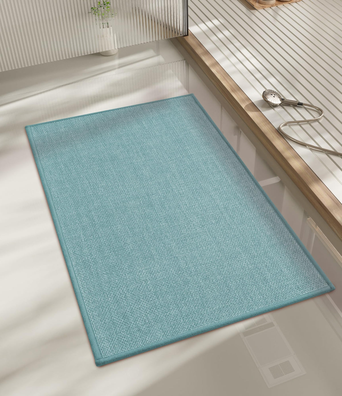 chakme Bathroom Rugs Mat 24x17, Ultra Thin Non Slip Bath Mat Small Quick Dry Absorbent Bath Mat for Bathroom Floor, (Dark Beige, 24"x17")