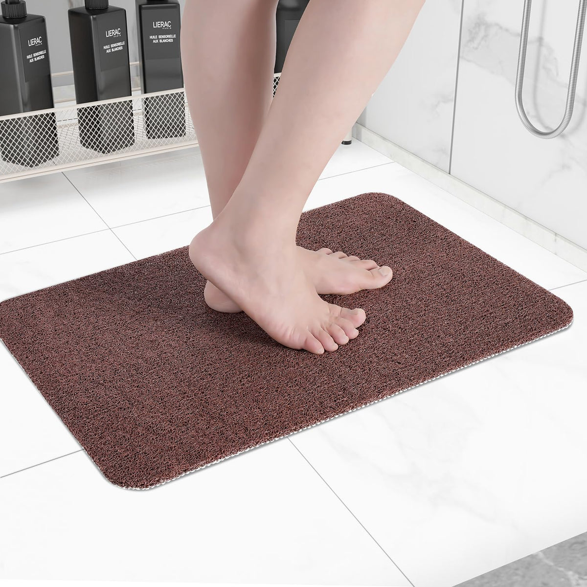 Hargiis Non Slip Bathtub Mat, Anti Slip Shower Mat, Fast Drying Bath Tub Mats, Foot Scrubber Mat, Anti Slip Mat for Tub, Floor, Bathroom, Home, Kitchen, Hotel (Beige 24"x16")