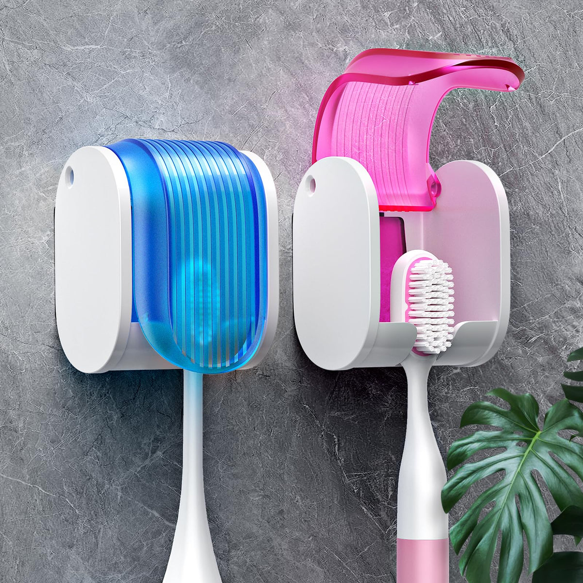 Toothbrush Holders for Bathrooms【Upgrade Single Slot Design】 Toothbrush Holder Wall Mounted with Cover Moisture-Proof and Dust-Proof Toothbrush Storage Organizer for Shower Family and Travel 5PCS