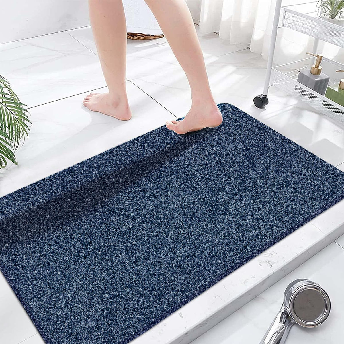 godehone Shower Mats Non Slip Without Suction Cups, PVC Loofah Bathroom Mats, Loofah Mats for Shower and Bathroom, Quick Drying, 15.7× 36 Inch, Grey