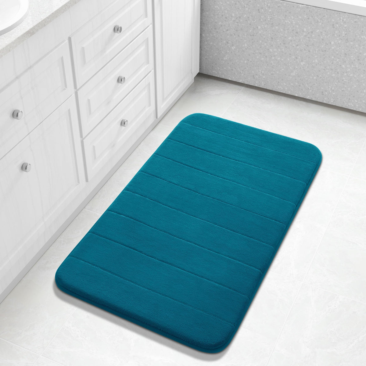 Yimobra Memory Foam Bath Mat, Super Soft Absorbent Bathroom Rug Non Slip, Quick Dry, Machine Washable Floor Carpet for Tub Shower, Home Decor Accessories, 24x17, Grey