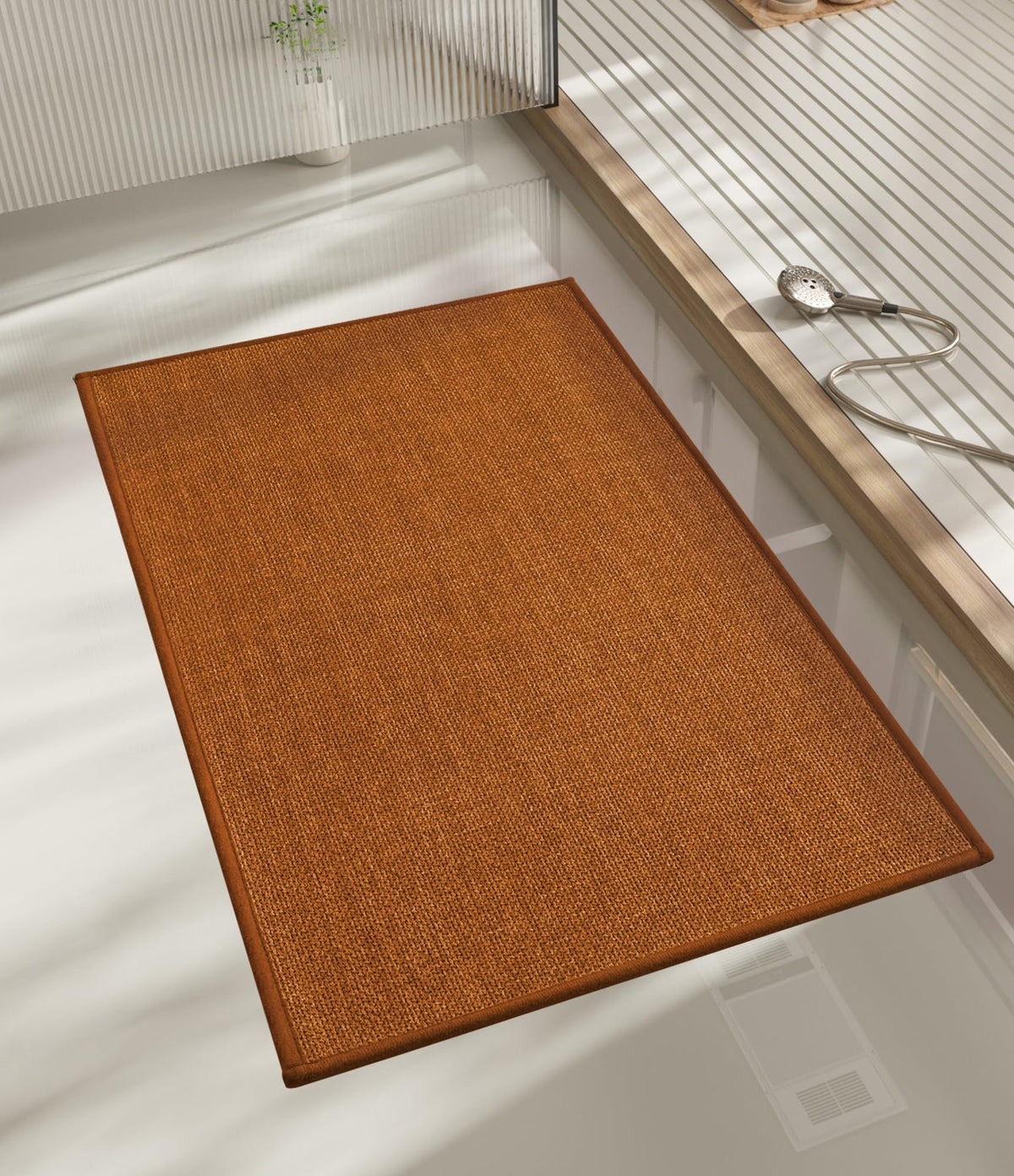 chakme Bathroom Rugs Mat 24x17, Ultra Thin Non Slip Bath Mat Small Quick Dry Absorbent Bath Mat for Bathroom Floor, (Dark Beige, 24"x17")