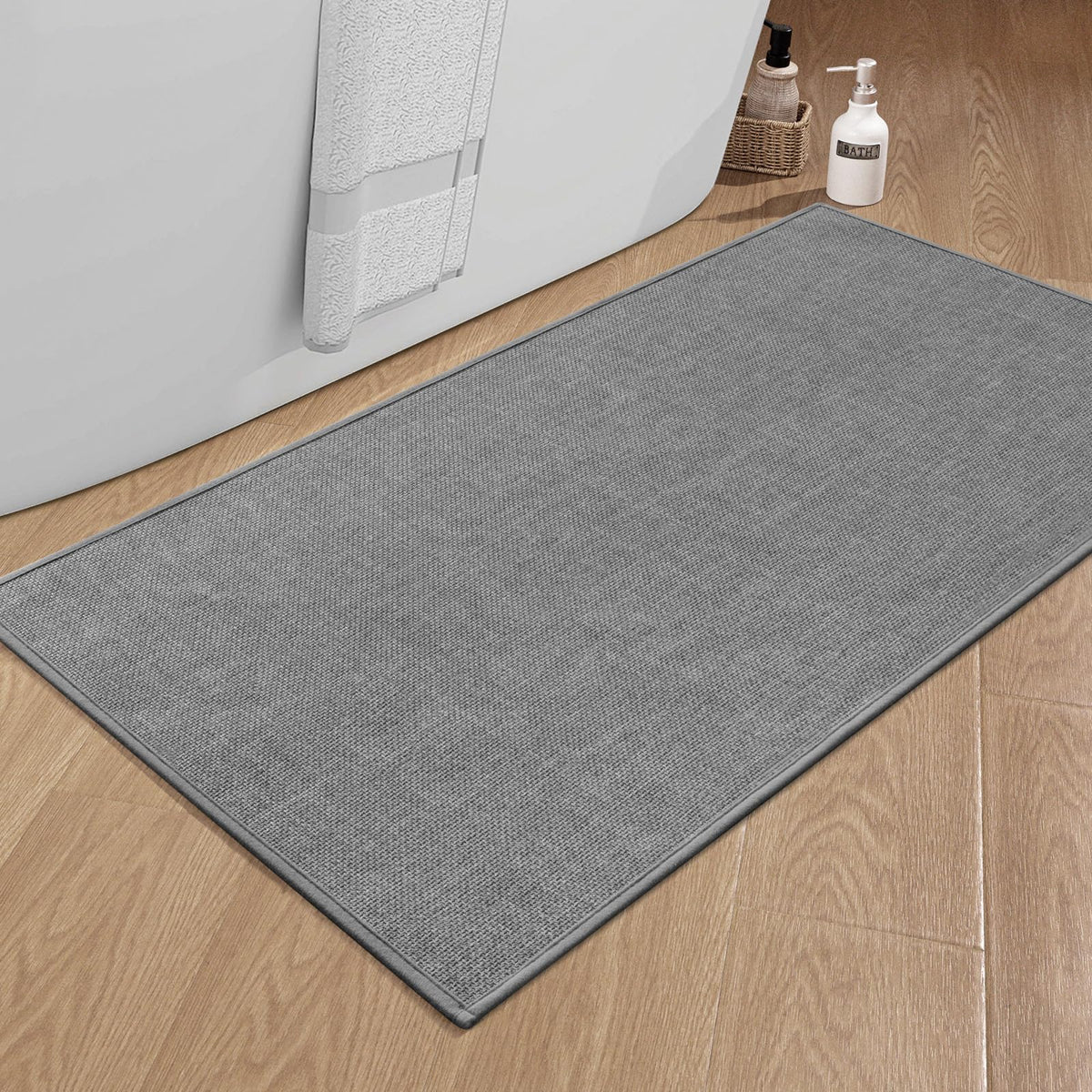 chakme Bathroom Rugs Mat 24x17, Ultra Thin Non Slip Bath Mat Small Quick Dry Absorbent Bath Mat for Bathroom Floor, (Dark Beige, 24"x17")