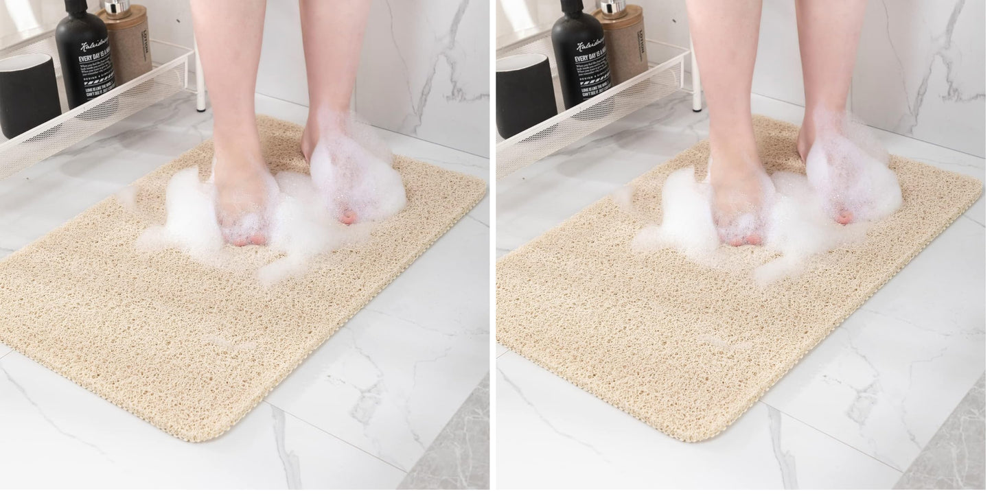 Hargiis Non Slip Bathtub Mat, Anti Slip Shower Mat, Fast Drying Bath Tub Mats, Foot Scrubber Mat, Anti Slip Mat for Tub, Floor, Bathroom, Home, Kitchen, Hotel (Beige 24"x16")