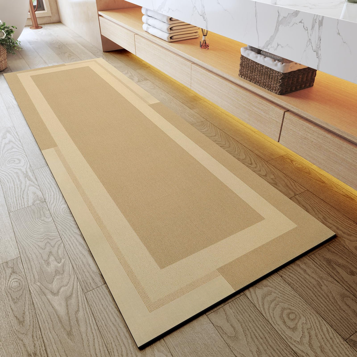 YDKGL Non Slip Bath Mat Thin Bathroom Rugs Fit Under Door Grey 16"x 24" | Quick Dry Absorbent Washable Rubber Backing Bath Rug Shower Mat Bathroom Floor Mat for Sink Bathtub Beside Shower Entrance