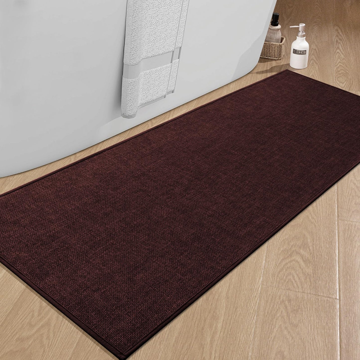 chakme Bathroom Rugs Mat 24x17, Ultra Thin Non Slip Bath Mat Small Quick Dry Absorbent Bath Mat for Bathroom Floor, (Dark Beige, 24"x17")