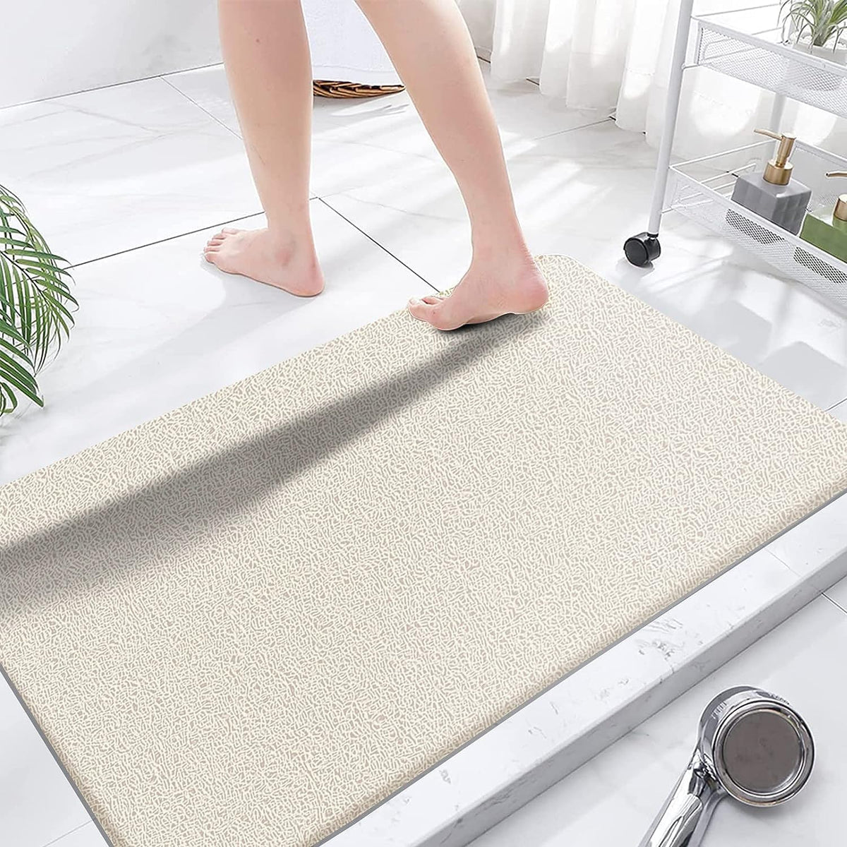 godehone Shower Mats Non Slip Without Suction Cups, PVC Loofah Bathroom Mats, Loofah Mats for Shower and Bathroom, Quick Drying, 15.7× 36 Inch, Grey