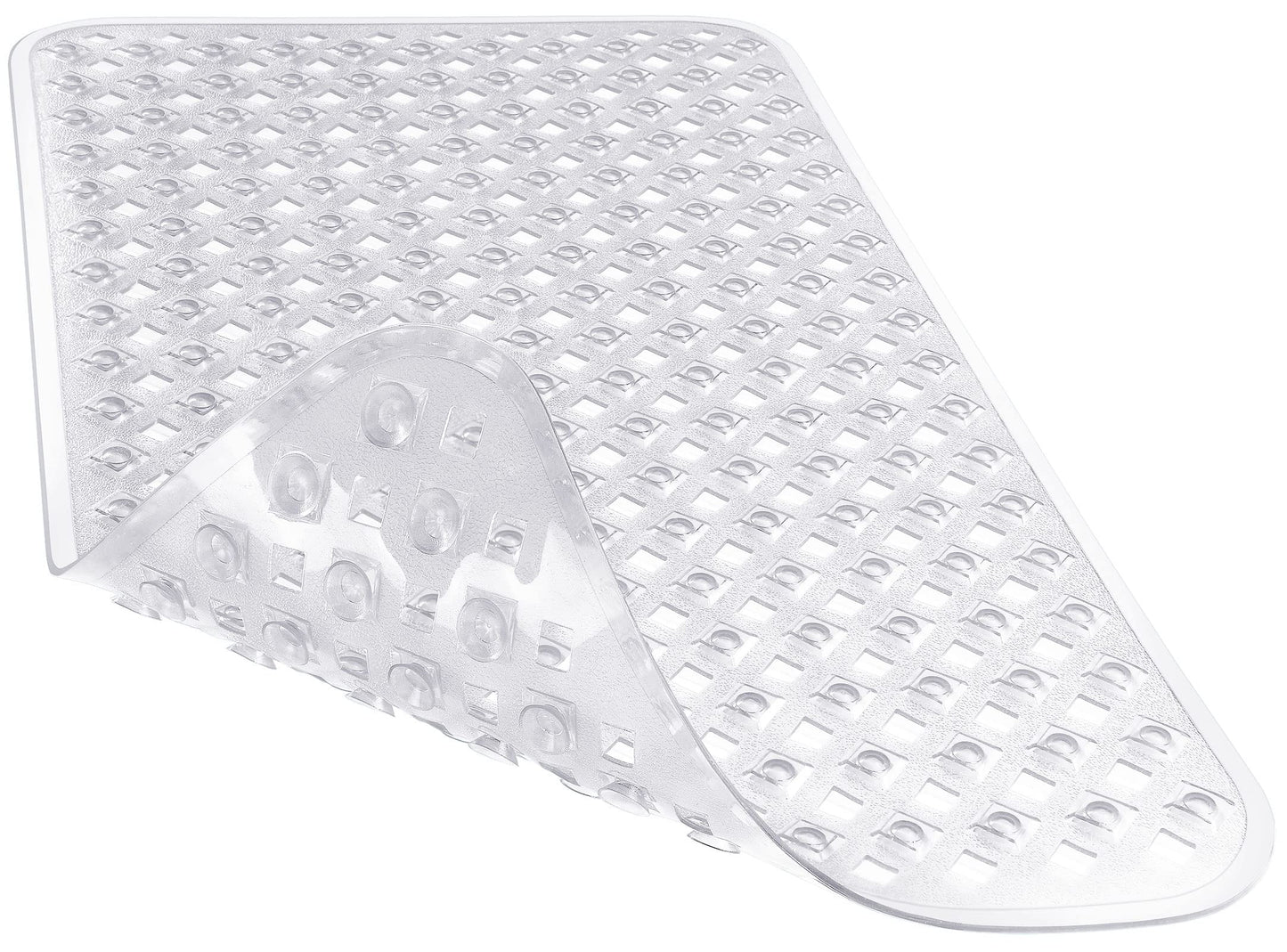 Yimobra Bathtub Mat Non Slip, 35"X16" Shower Mat with Strong Suction Cups & Drain Holes, Long Anti Slip Bath Tub Mat for Inside Shower, Machine Washable Fast Drying, Bathroom Essentials, Clear Blue