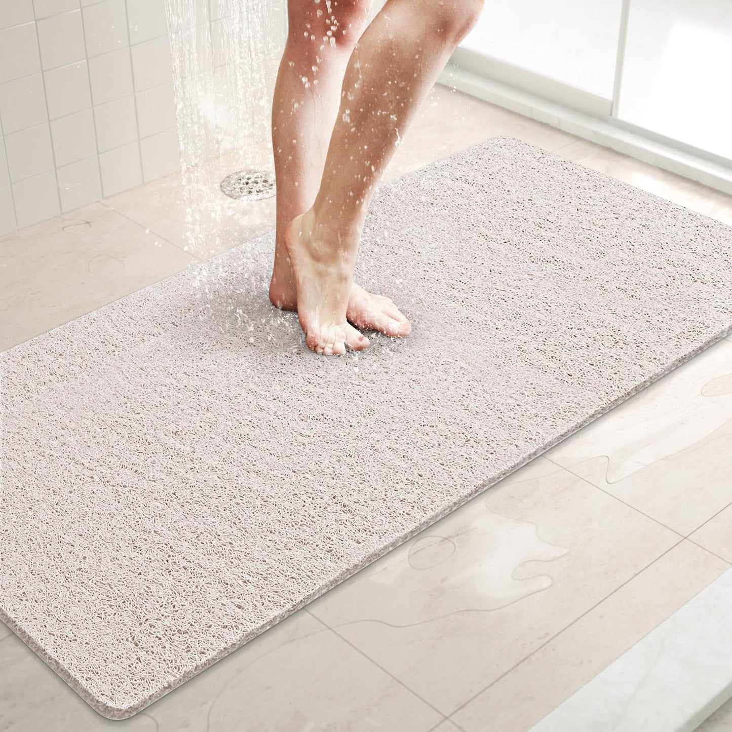 LuxStep Shower Mat Bathtub Mat,24x16 inch, Non-Slip Bath Mat with Drain, Quick Drying PVC Loofah Bathmat for Tub,Shower,Bathroom (Phthalate Free,Grey) | 24x16 inch PVC Loofah Bathmat for Tub,Shower,Bathroom (Phthalate Free,Grey)