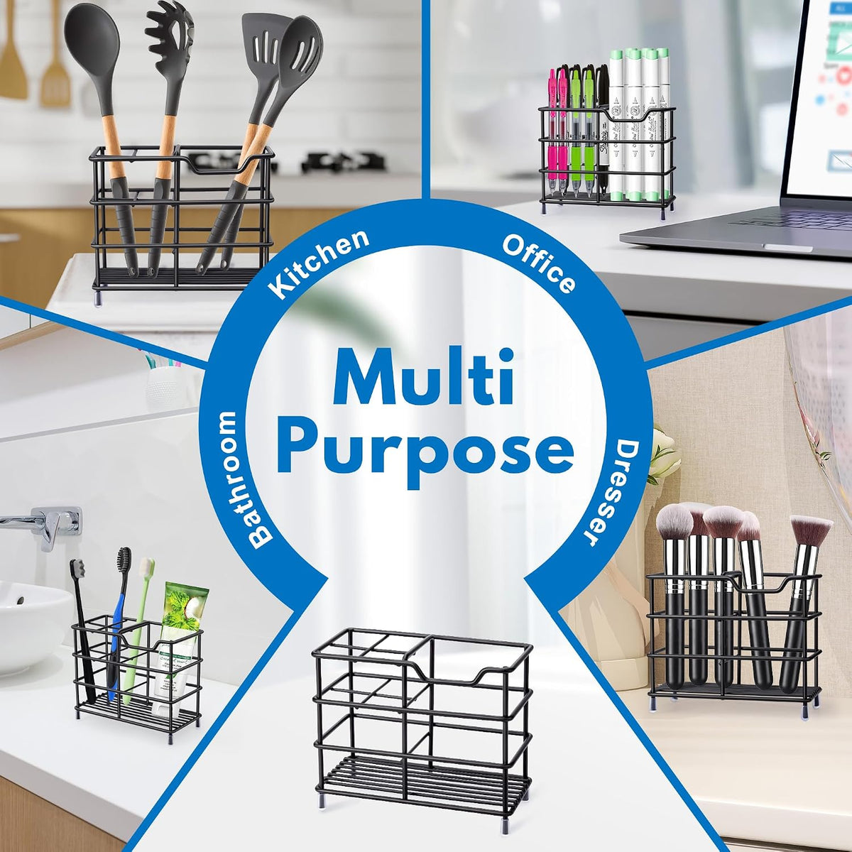 Toothbrush Holders for Bathrooms 304 Stainless Steel Quick Drying Black | Upgrade Heavy Duty Sturdy Durable Toothpaste Holder Bathroom Organizer Storage Decor Accessories Tooth Brush Holder Caddy