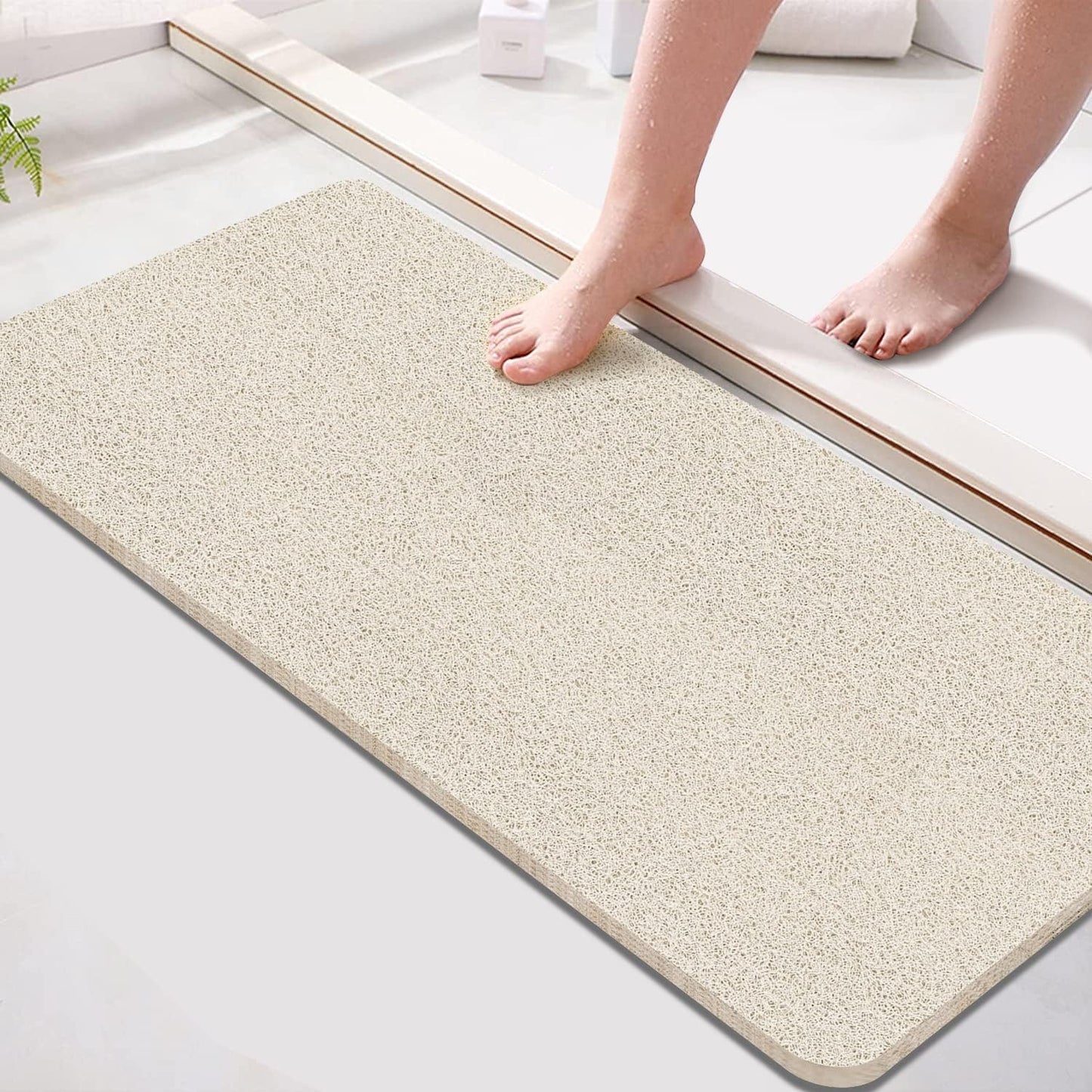 godehone Shower Mats Non Slip Without Suction Cups, PVC Loofah Bathroom Mats, Loofah Mats for Shower and Bathroom, Quick Drying, 15.7× 36 Inch, Grey