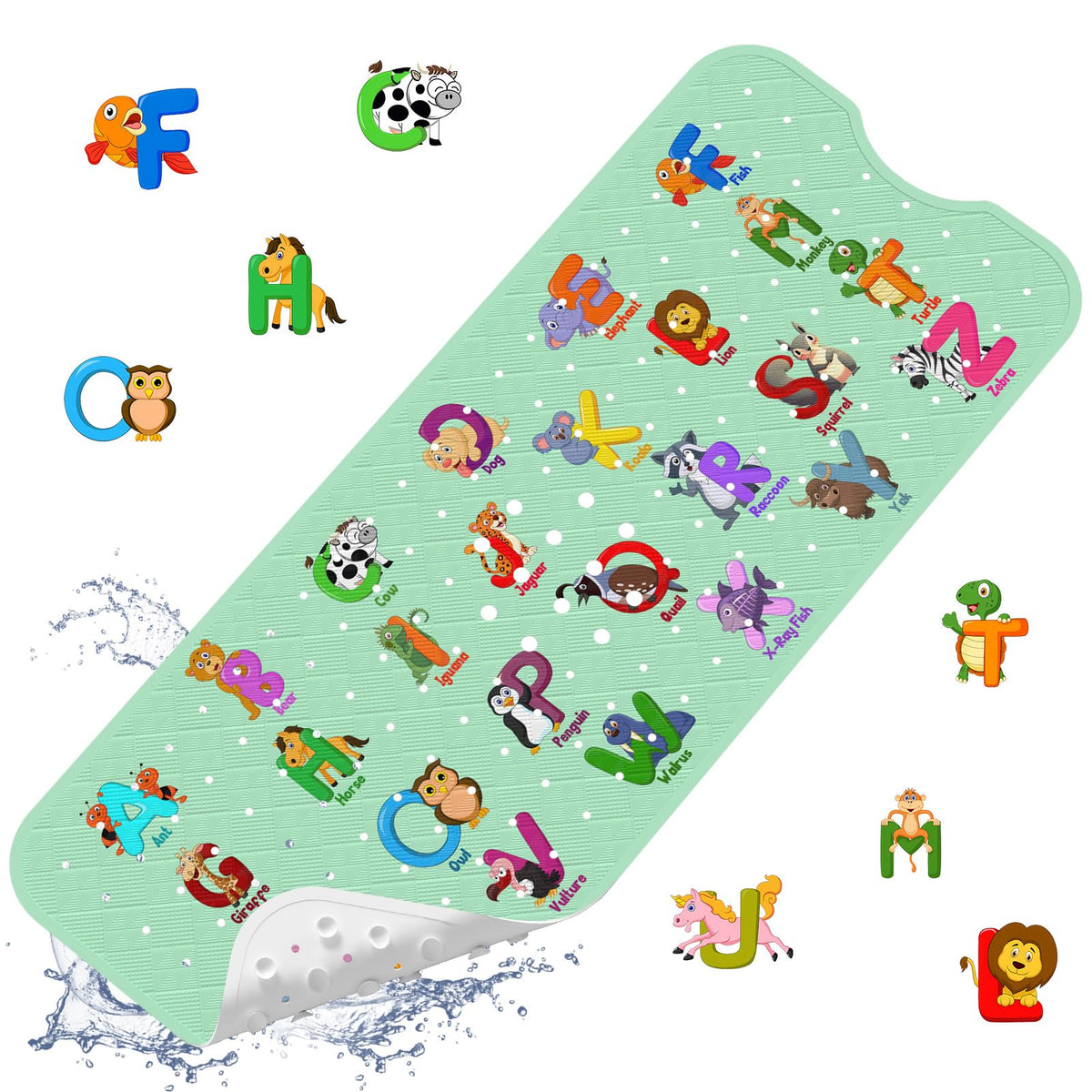 XIYUNTE Baby Bath Mat for Tub Non Slip Kids Bath Mat - 40''x16'' Extra Long Cartoon Bathtub Mat Non Slip Kids Shower Mat Eco-Friendly Toddler Bath Mats with Suction Cups, Machine Washable