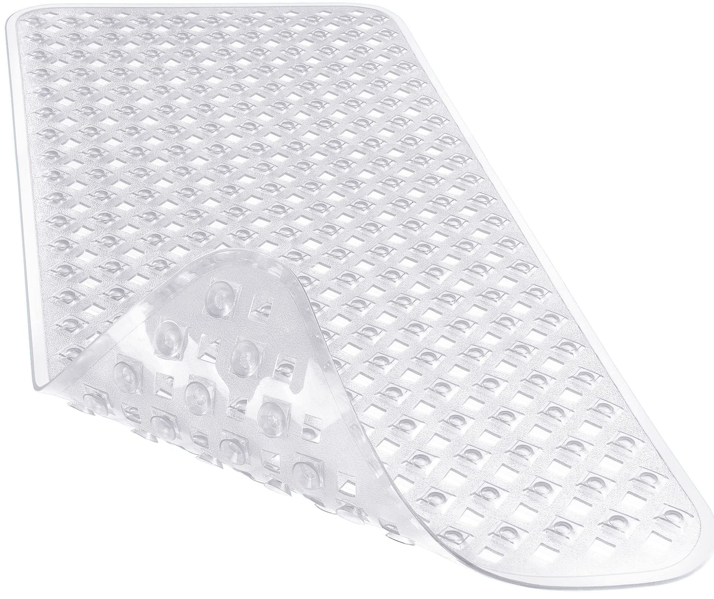 Yimobra Bathtub Mat Non Slip, 35"X16" Shower Mat with Strong Suction Cups & Drain Holes, Long Anti Slip Bath Tub Mat for Inside Shower, Machine Washable Fast Drying, Bathroom Essentials, Clear Blue