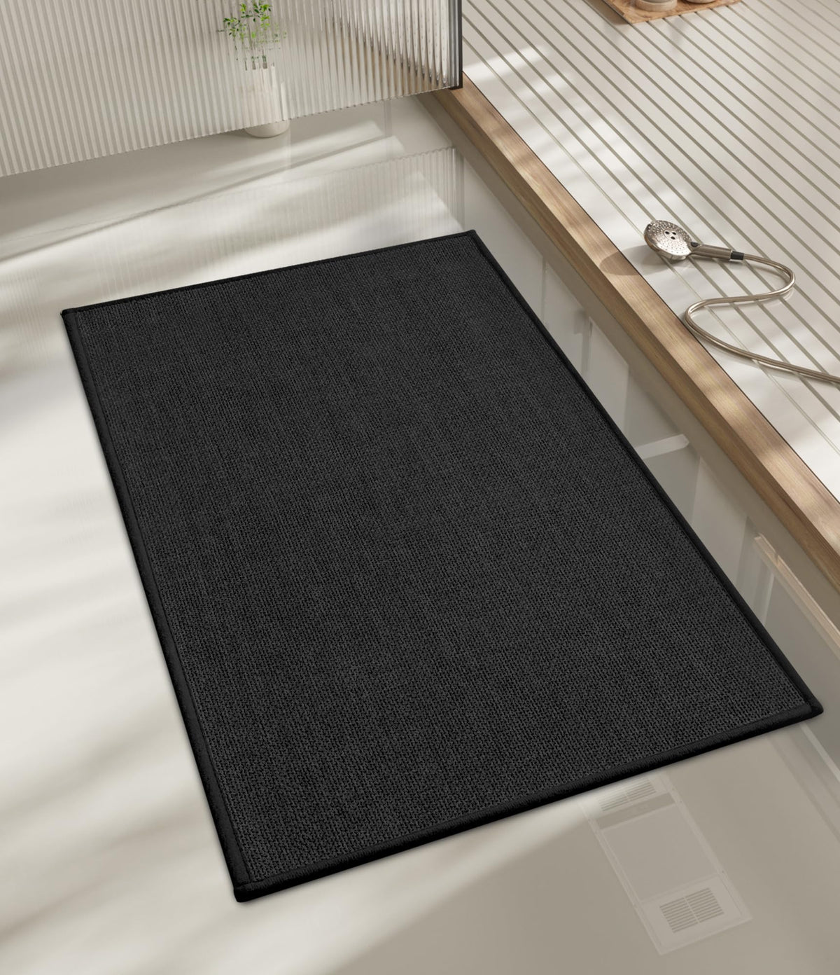 chakme Bathroom Rugs Mat 24x17, Ultra Thin Non Slip Bath Mat Small Quick Dry Absorbent Bath Mat for Bathroom Floor, (Dark Beige, 24"x17")