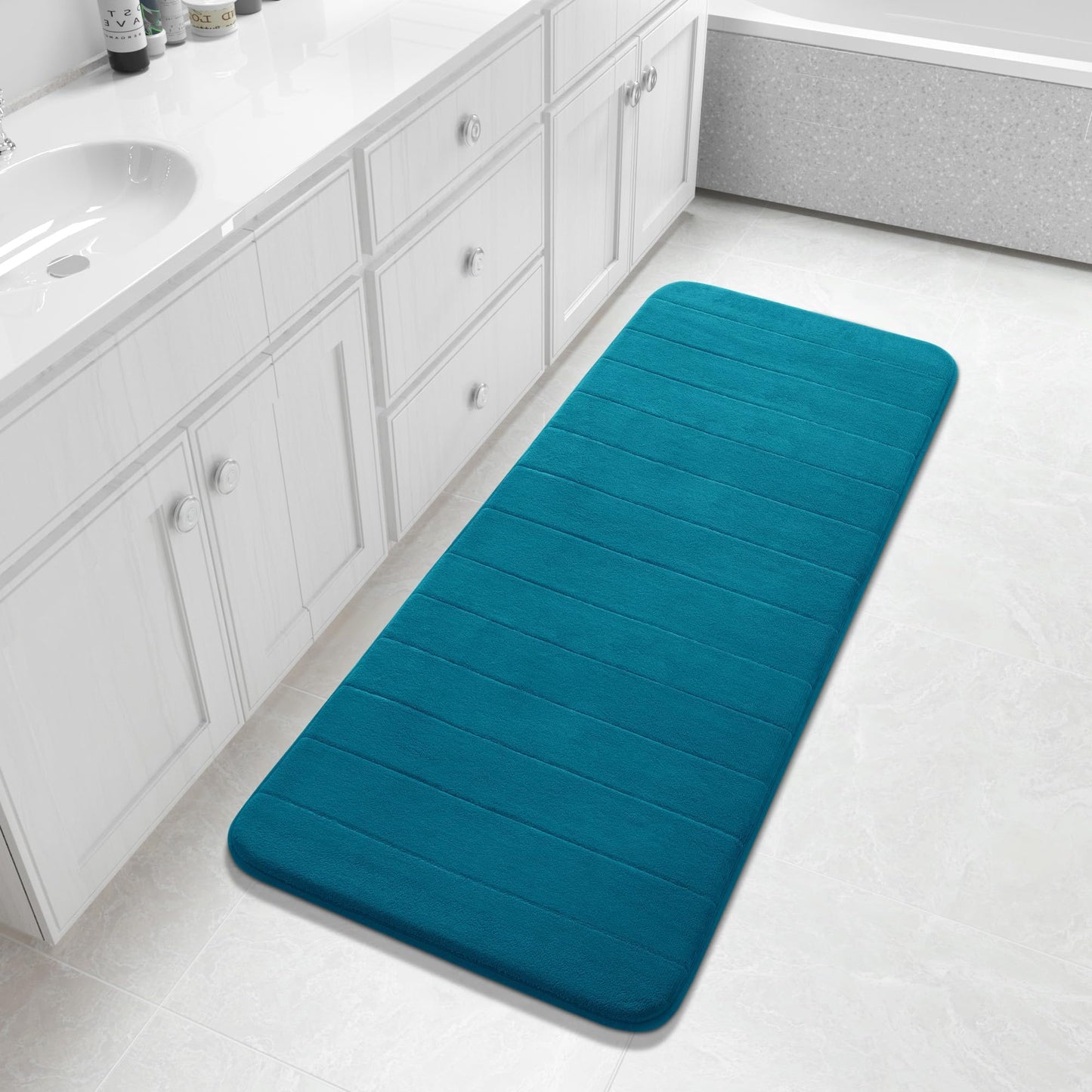 Yimobra Memory Foam Bath Mat, Super Soft Absorbent Bathroom Rug Non Slip, Quick Dry, Machine Washable Floor Carpet for Tub Shower, Home Decor Accessories, 24x17, Grey