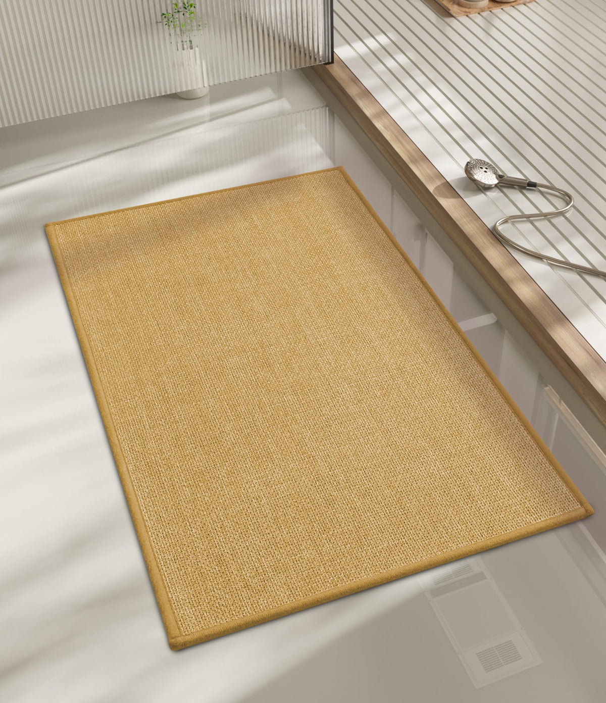 chakme Bathroom Rugs Mat 24x17, Ultra Thin Non Slip Bath Mat Small Quick Dry Absorbent Bath Mat for Bathroom Floor, (Dark Beige, 24"x17")