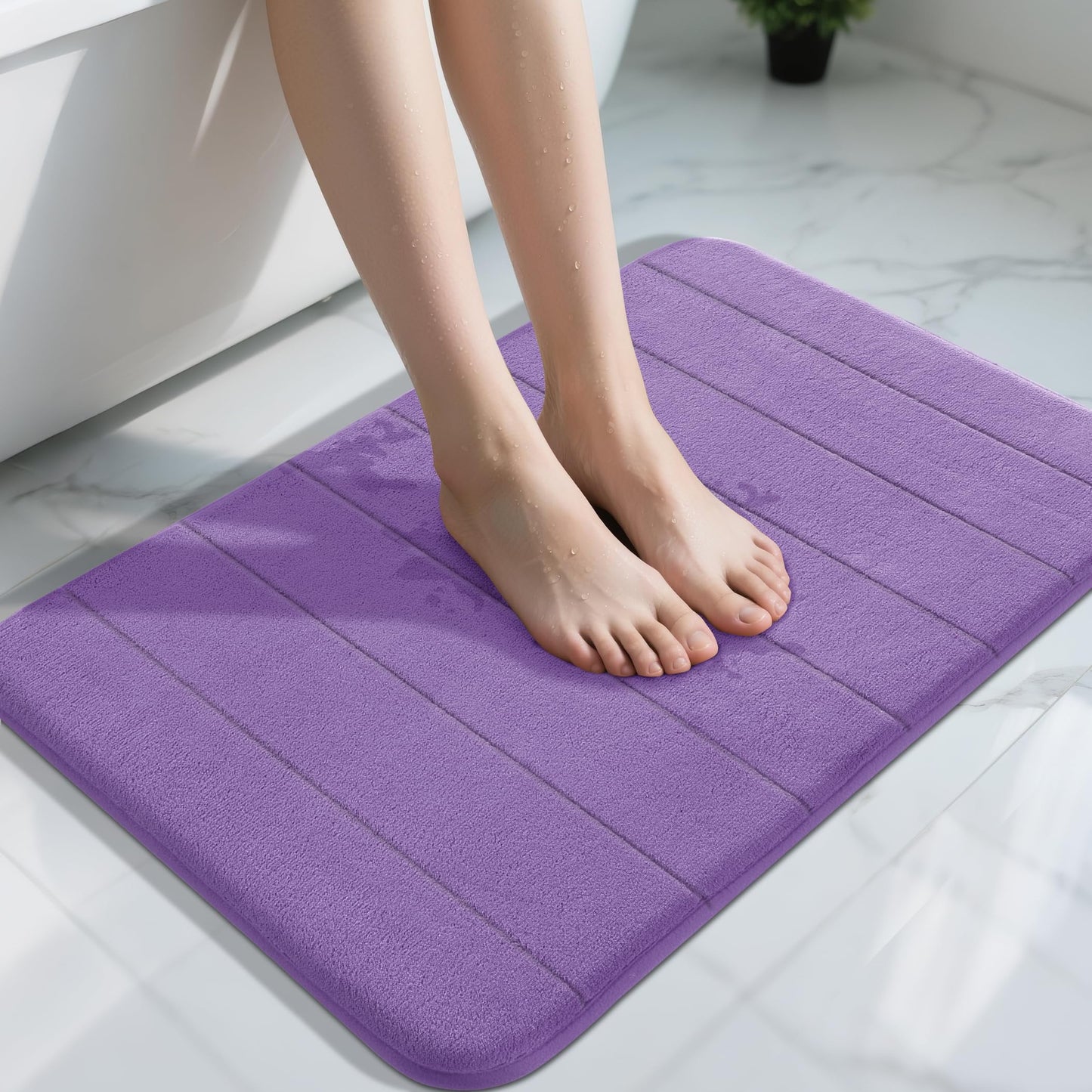 Yimobra Memory Foam Bath Mat, Super Soft Absorbent Bathroom Rug Non Slip, Quick Dry, Machine Washable Floor Carpet for Tub Shower, Home Decor Accessories, 24x17, Grey