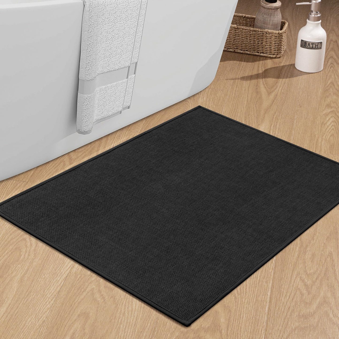 chakme Bathroom Rugs Mat 24x17, Ultra Thin Non Slip Bath Mat Small Quick Dry Absorbent Bath Mat for Bathroom Floor, (Dark Beige, 24"x17")