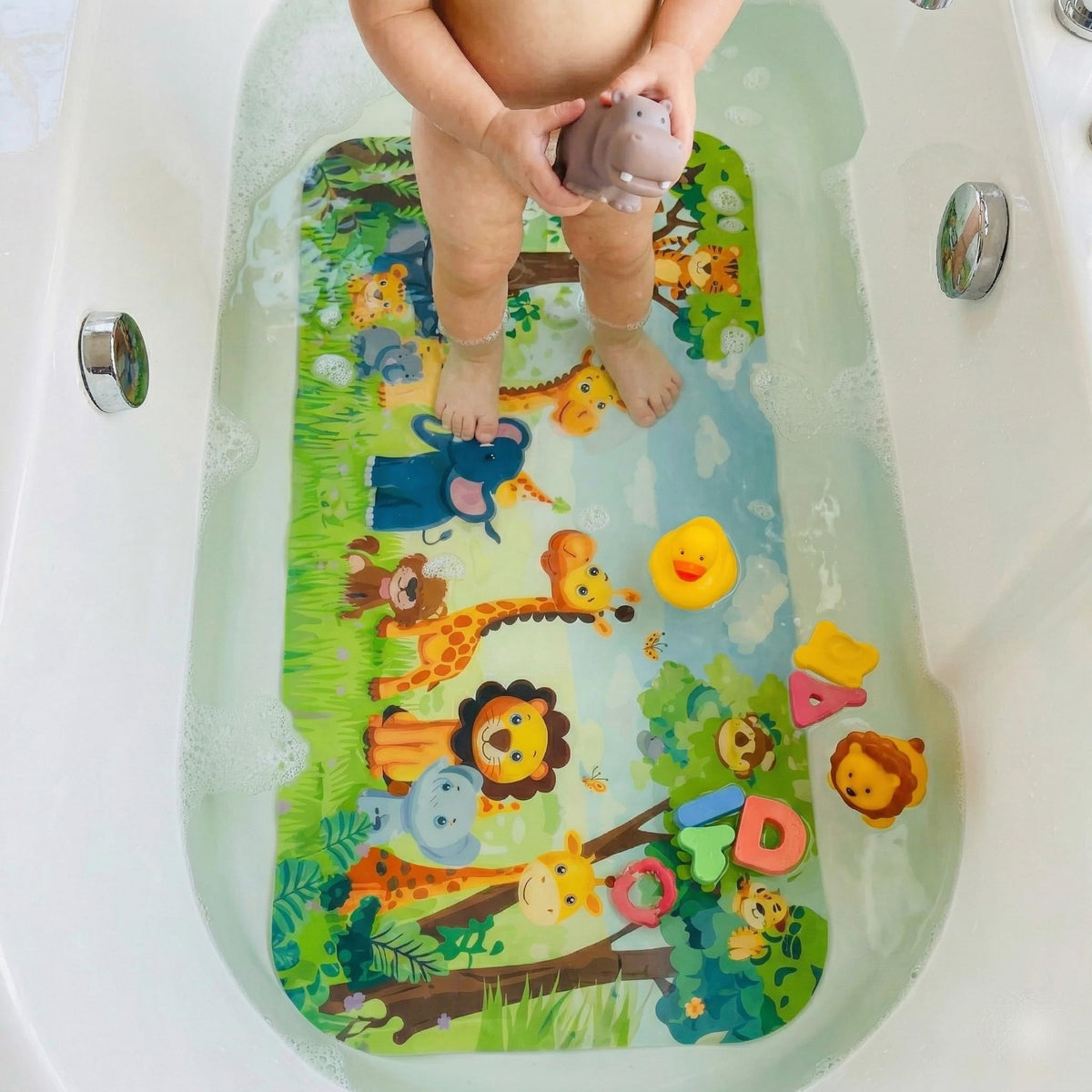 BEEHOMEE Bath Mats for Tub Kids,Baby Toddler - Large Cartoon Non-Slip Bathroom Bathtub Anti-Slip Shower Mats for Floor 35x15,Machine Washable XL Size Bathroom Mats (Blue-Octopus)