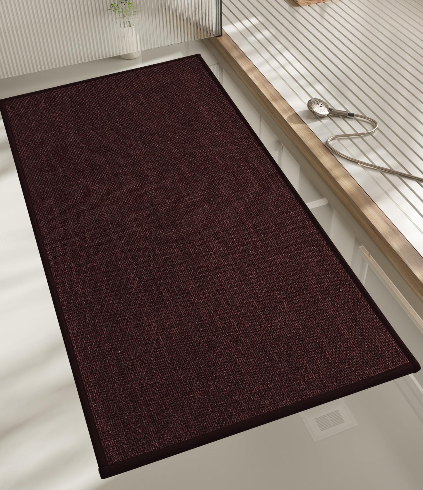 chakme Bathroom Rugs Mat 24x17, Ultra Thin Non Slip Bath Mat Small Quick Dry Absorbent Bath Mat for Bathroom Floor, (Dark Beige, 24"x17")