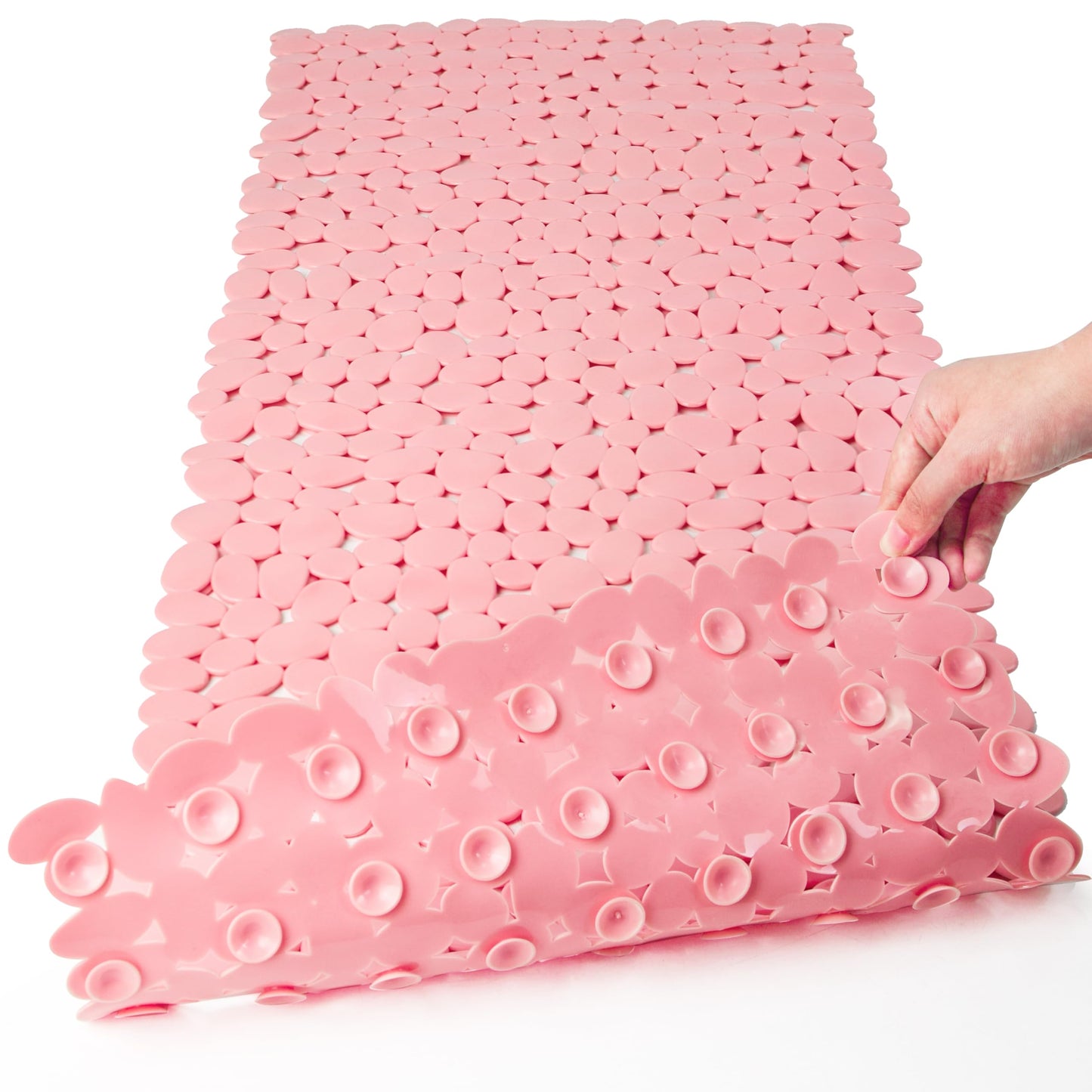 Pebble Bathtub Mat Non Slip 35" X 16" with Suction Cups,Black | (for Smooth/Non-Textured Tubs Only) Safe Shower Mat with Drain Holes for Bathroom