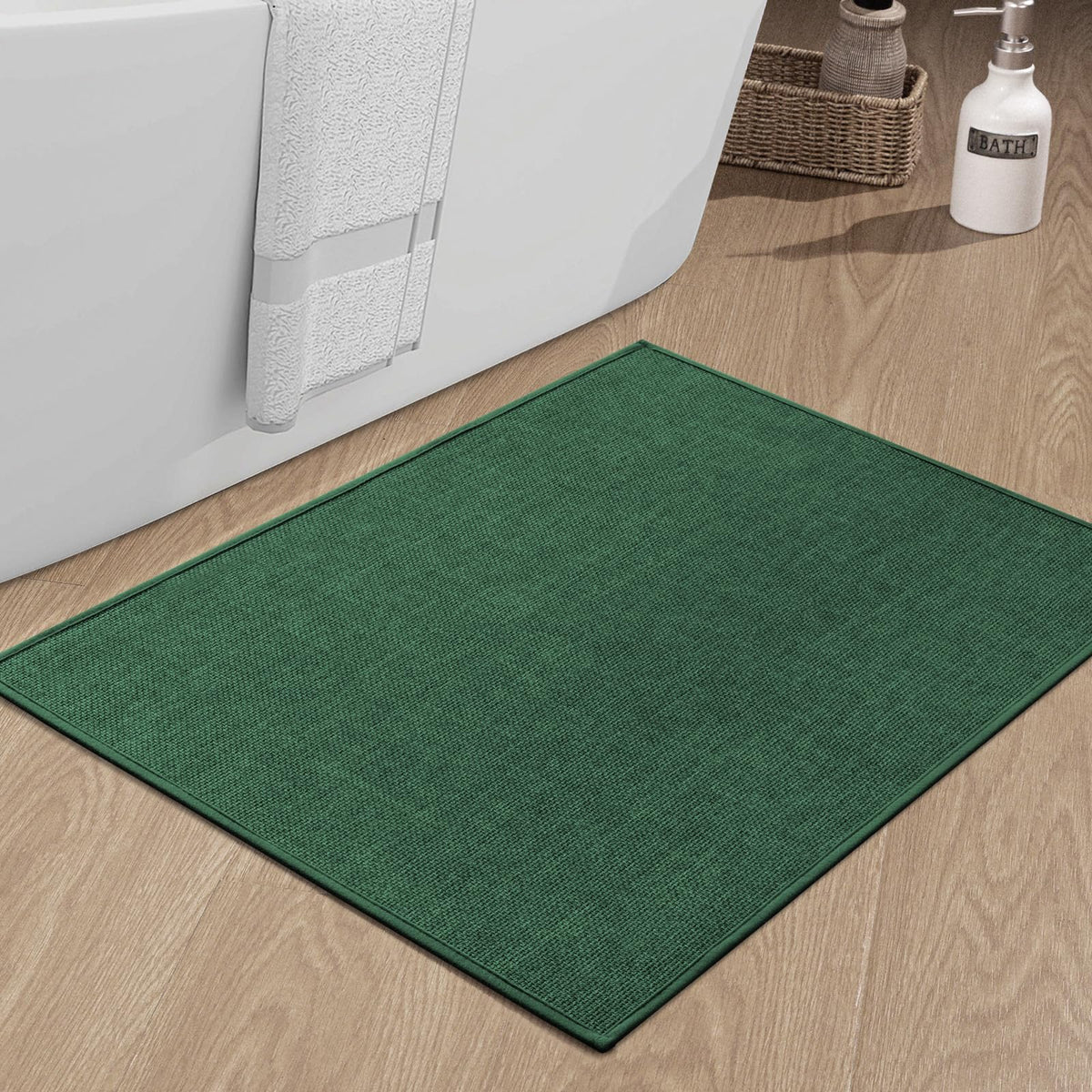 chakme Bathroom Rugs Mat 24x17, Ultra Thin Non Slip Bath Mat Small Quick Dry Absorbent Bath Mat for Bathroom Floor, (Dark Beige, 24"x17")